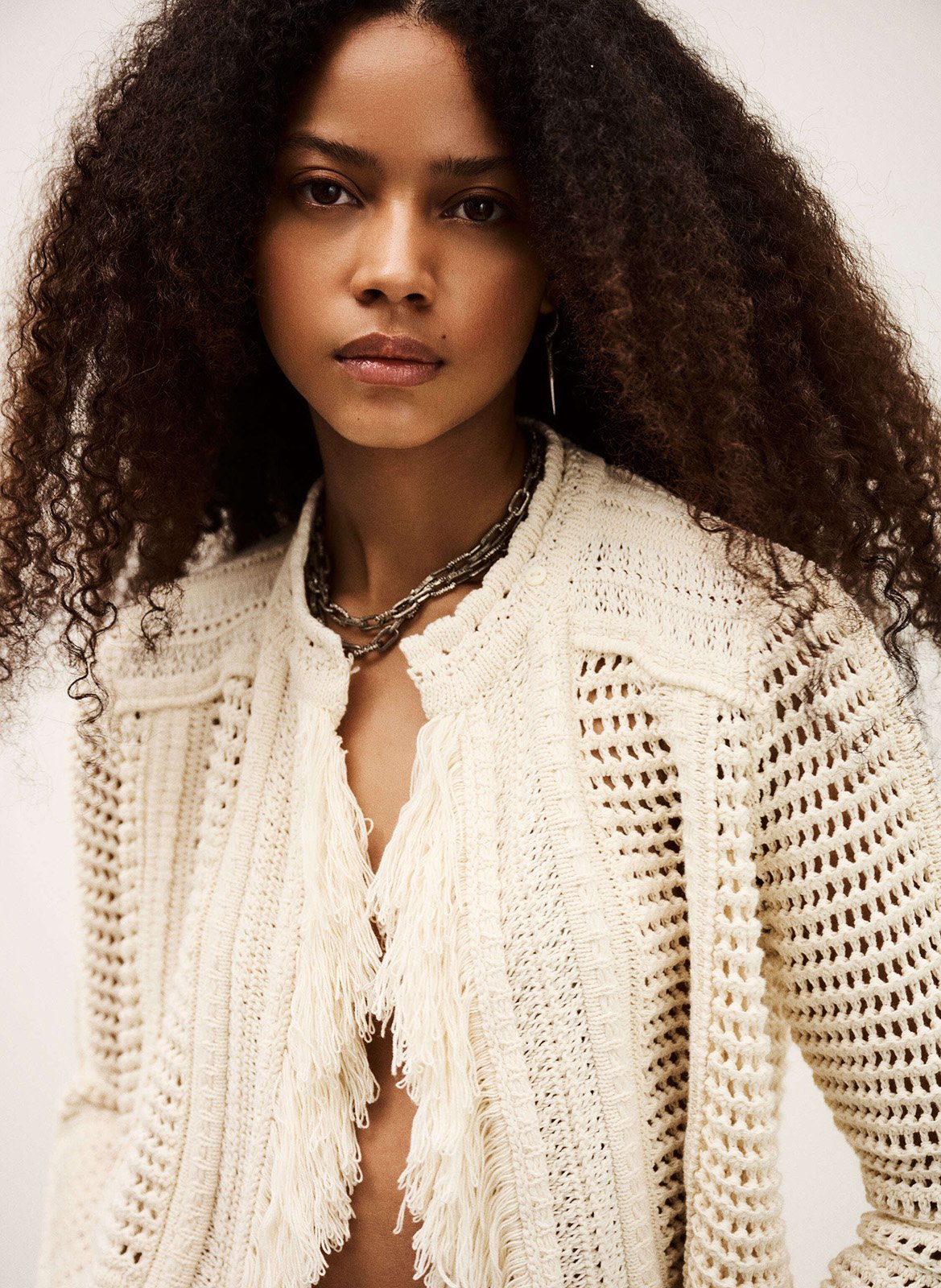 Gilet en crochet col rond bianca BA&SH Beige