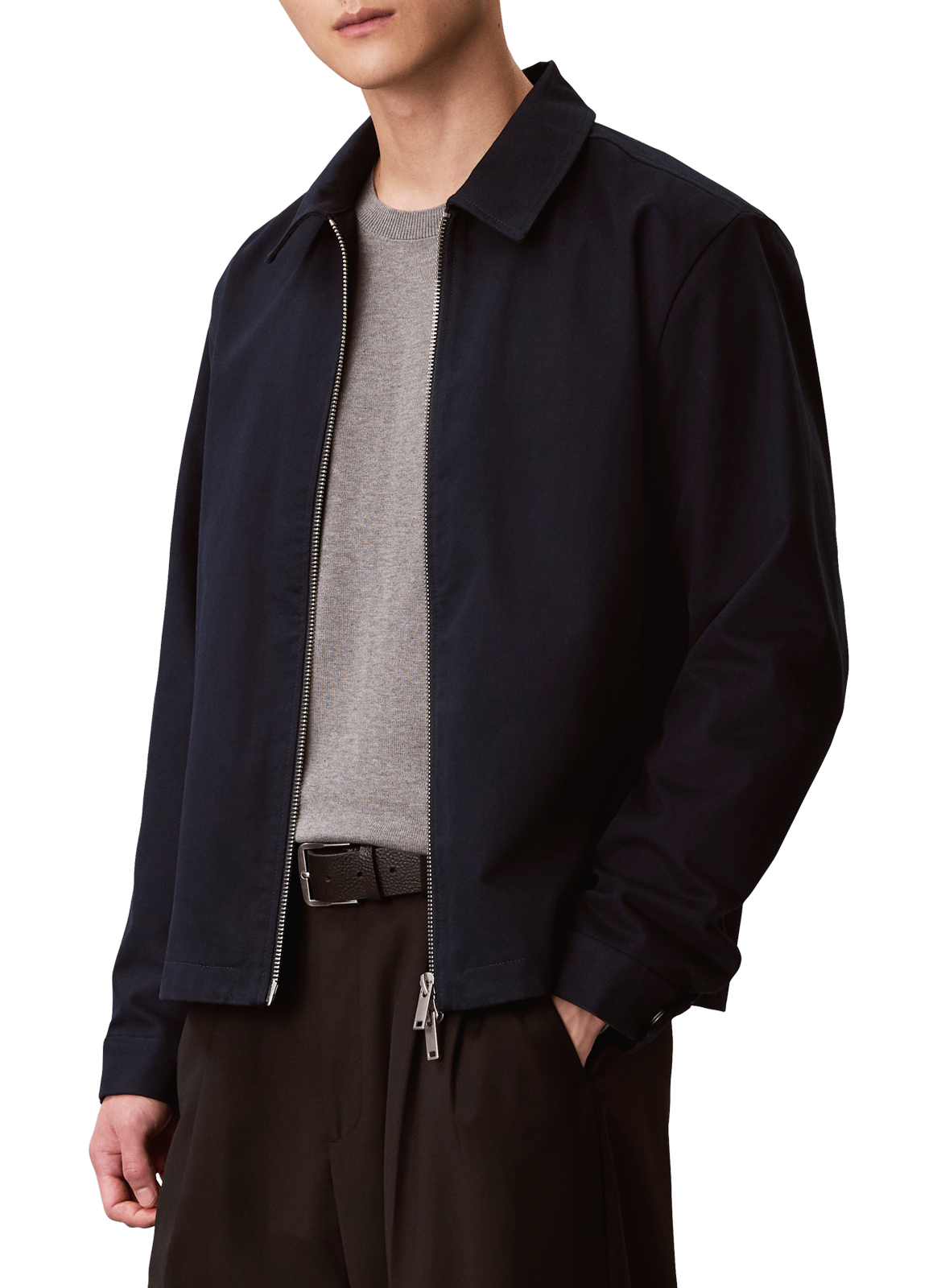 Straight zip-up cotton jacket CALVIN KLEIN Blue