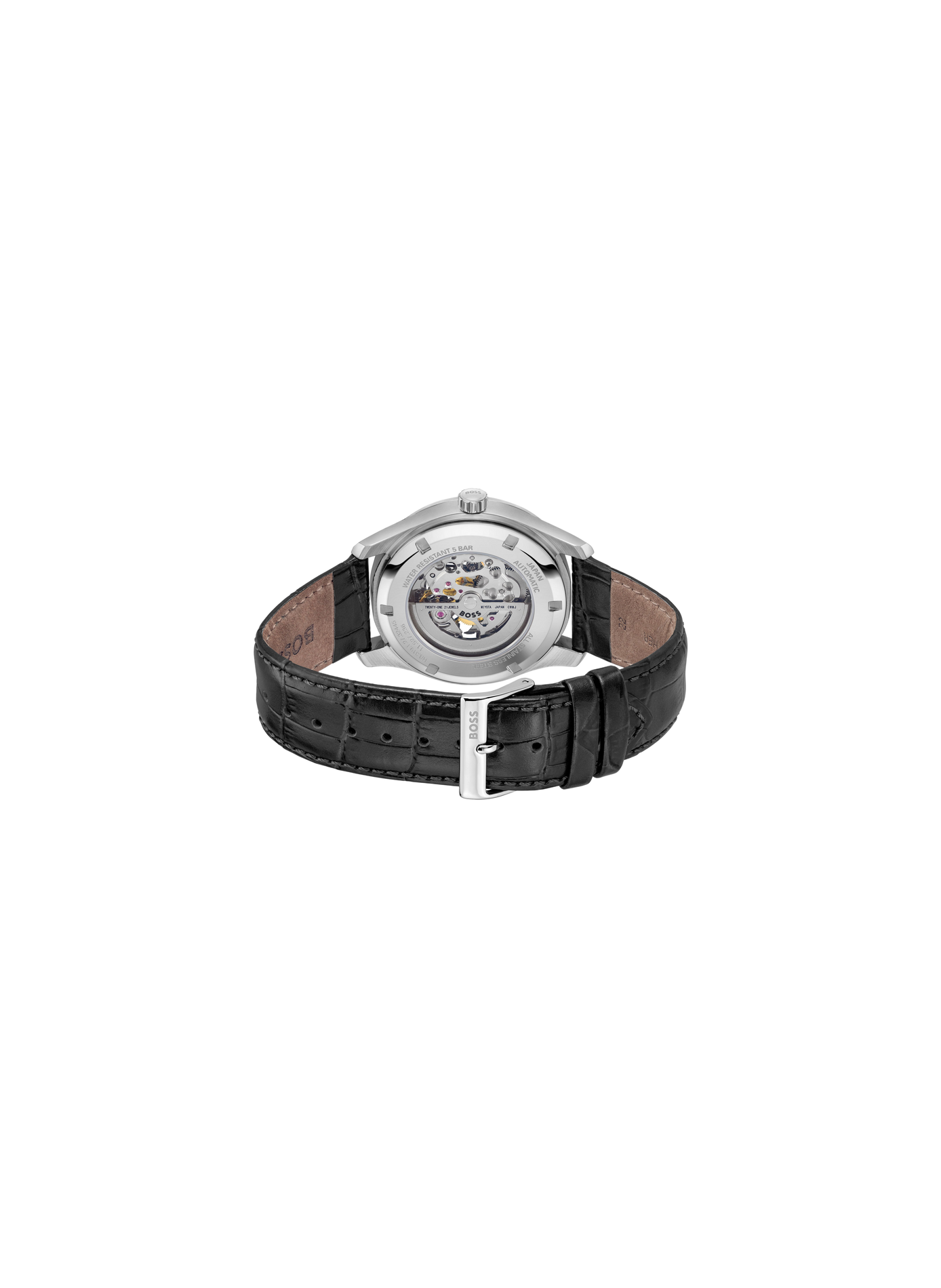 Montre automatique Principle Skeleton en cuir BOSS MONTRES Noir