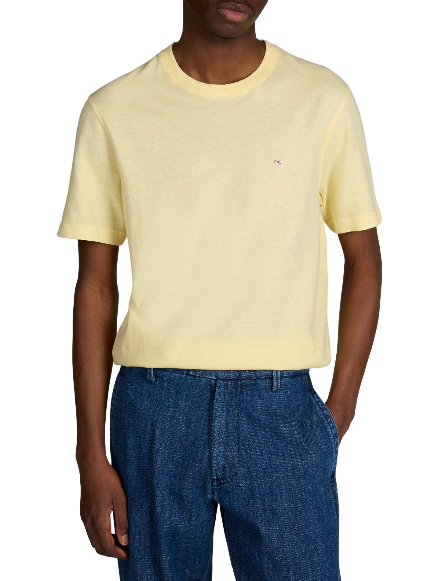 T-shirt à col rond en coton et lin EDEN PARK Jaune
