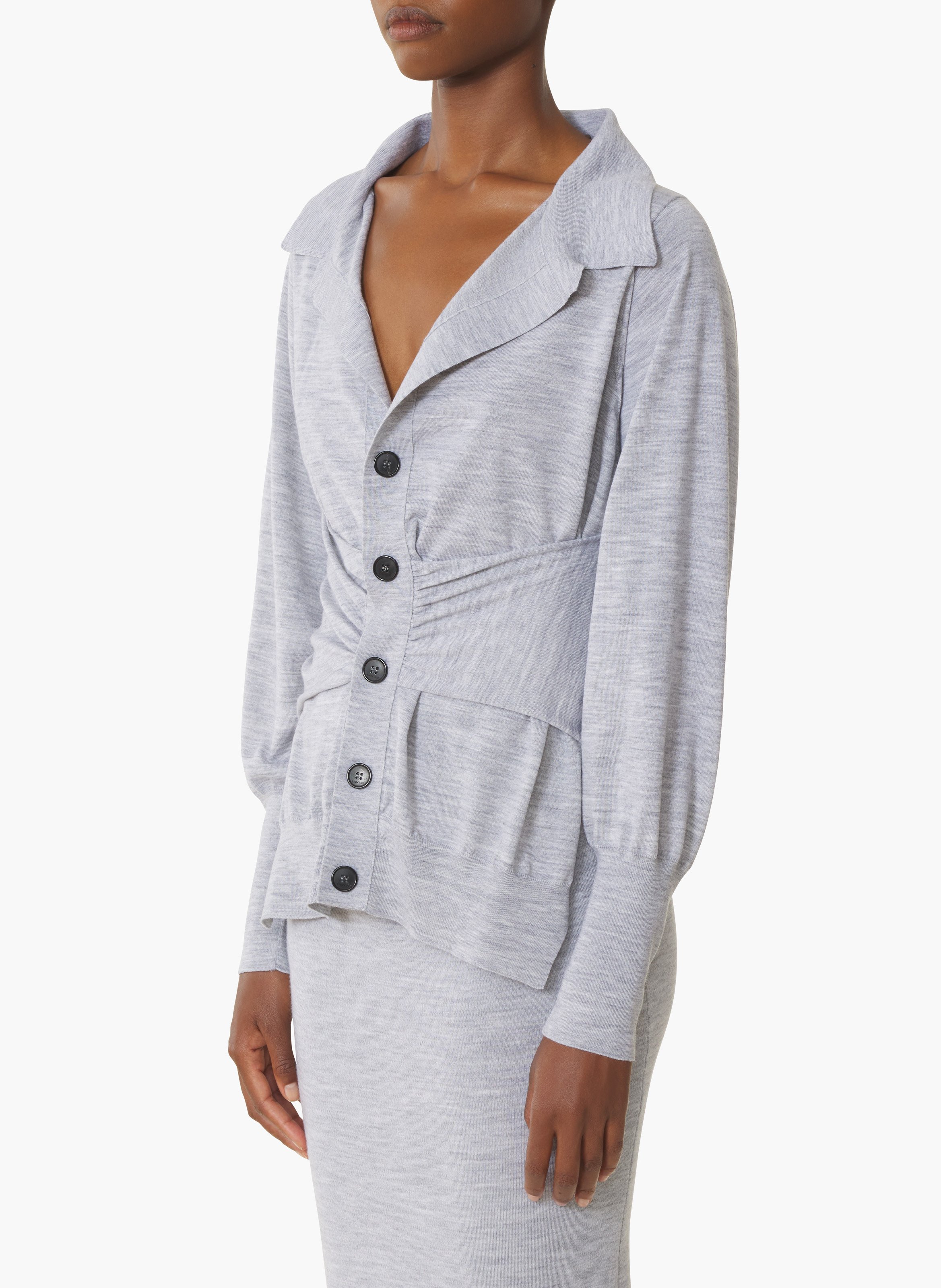 Cardigan drapé en laine LANVIN Noir