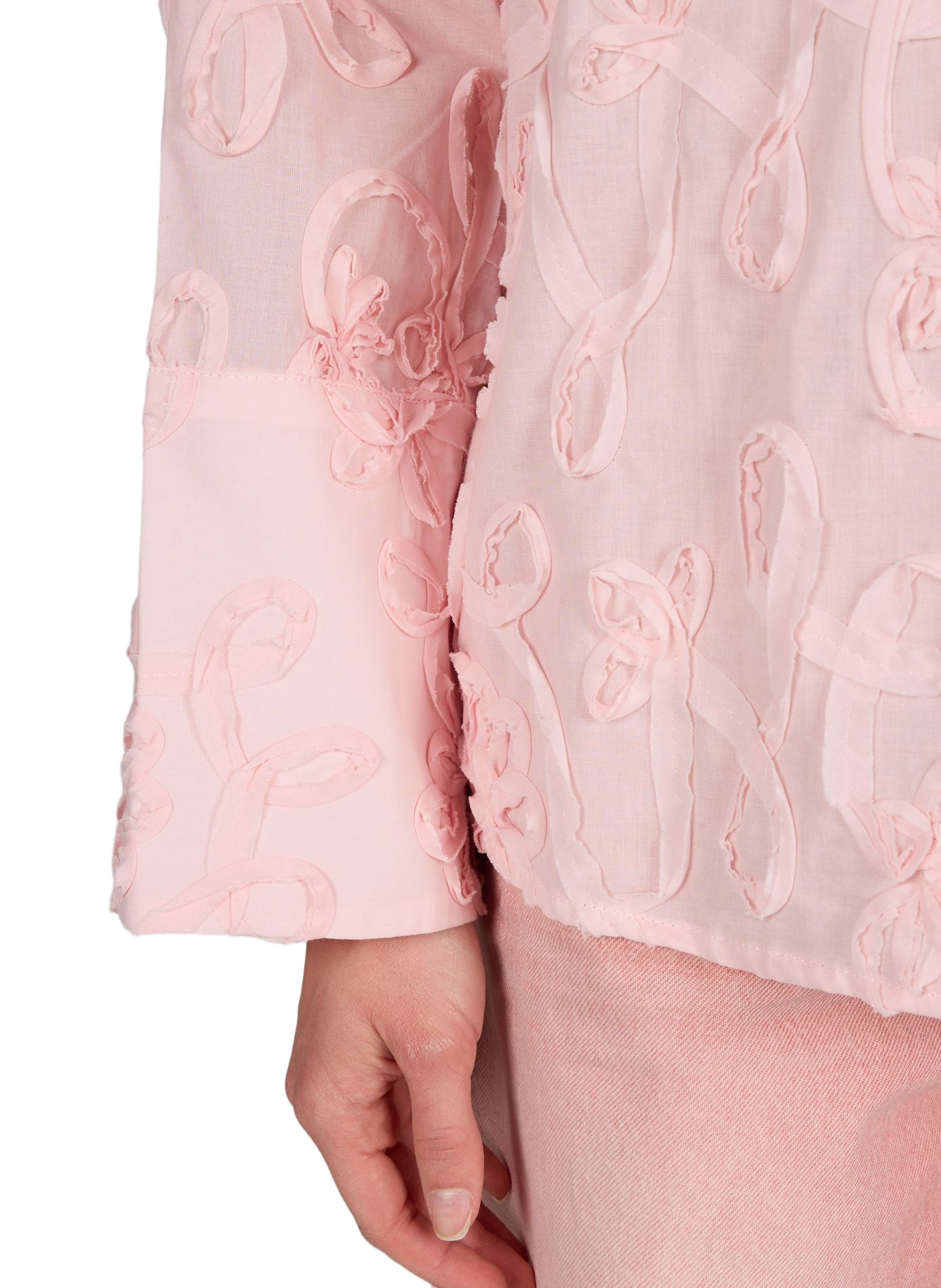 Chemise droite brodée en coton OBJECT Rose