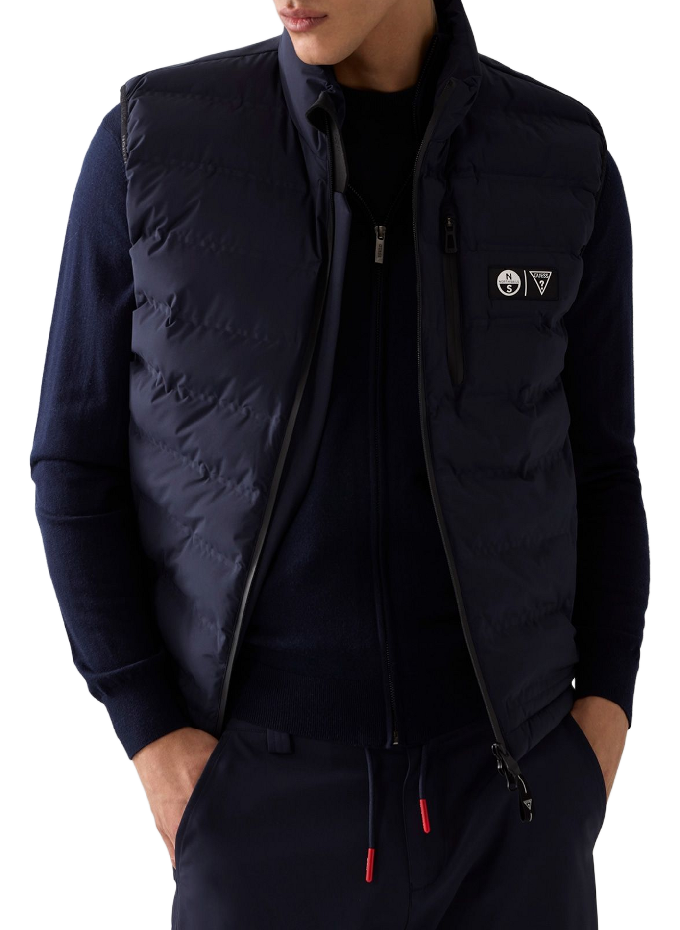 Quilted sleeveless windbreaker vest GUESS Blue