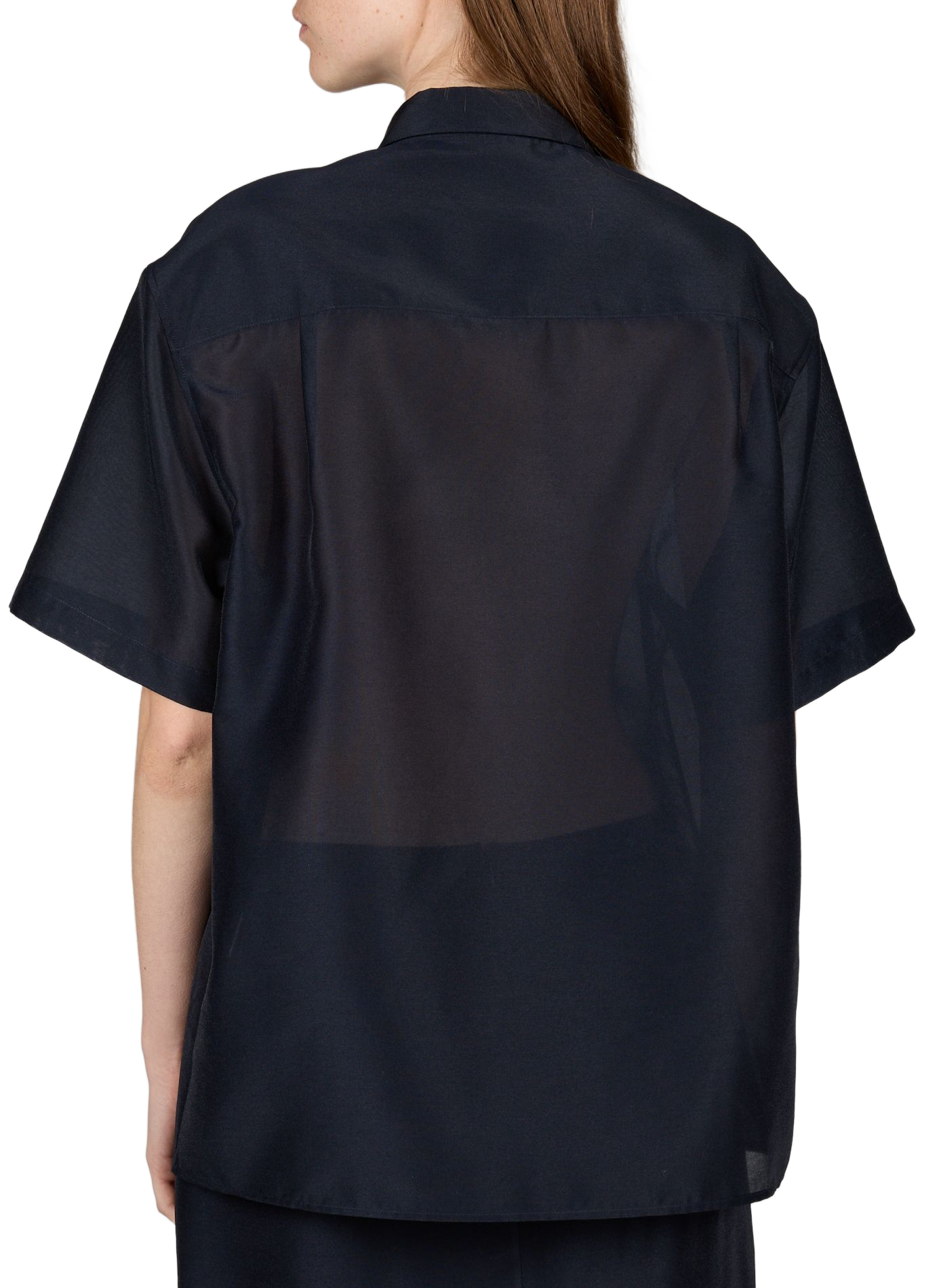Short-sleeved sheer blouse Blue