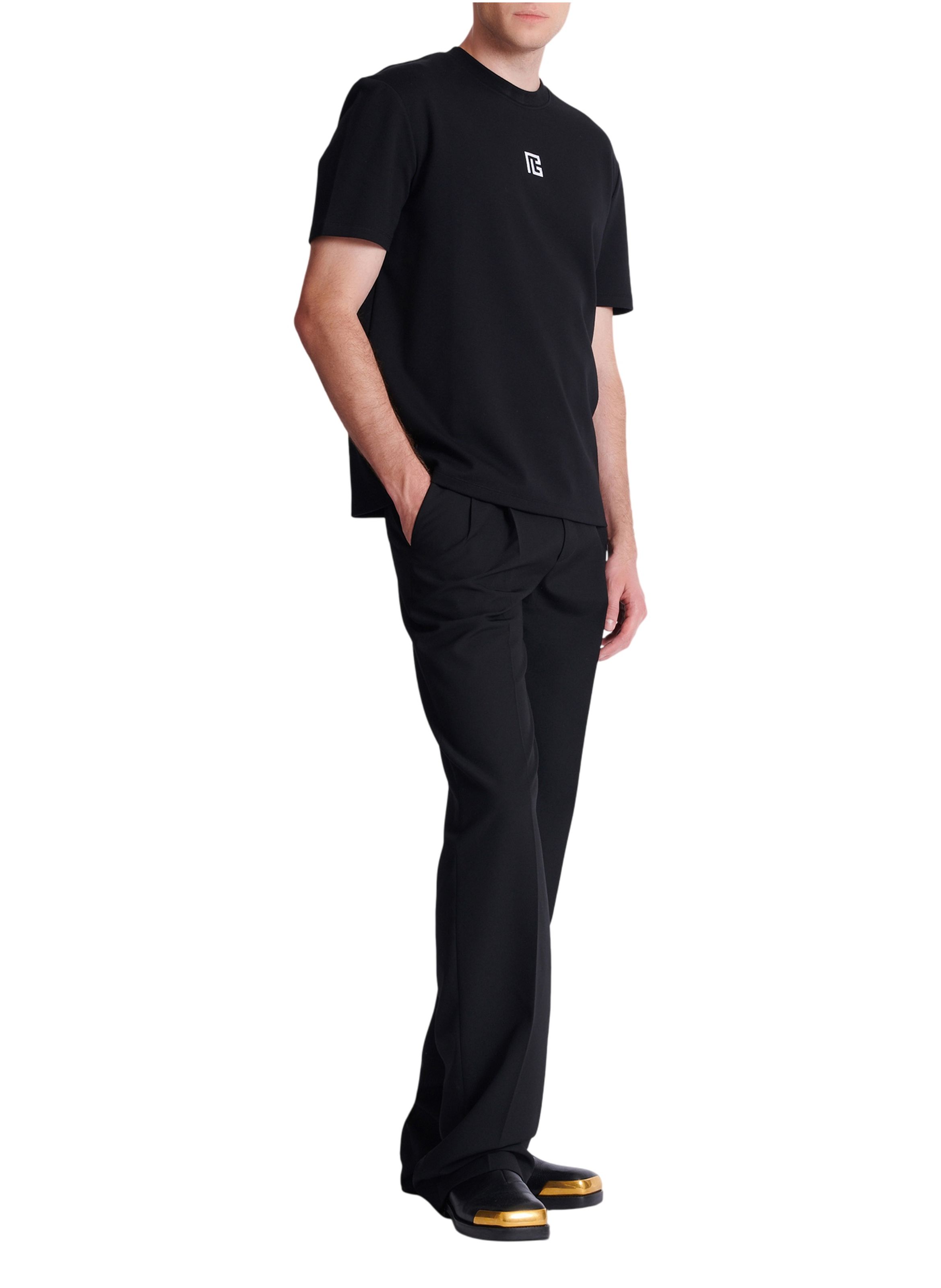 T-shirt avec logo brodé BALMAIN Noir