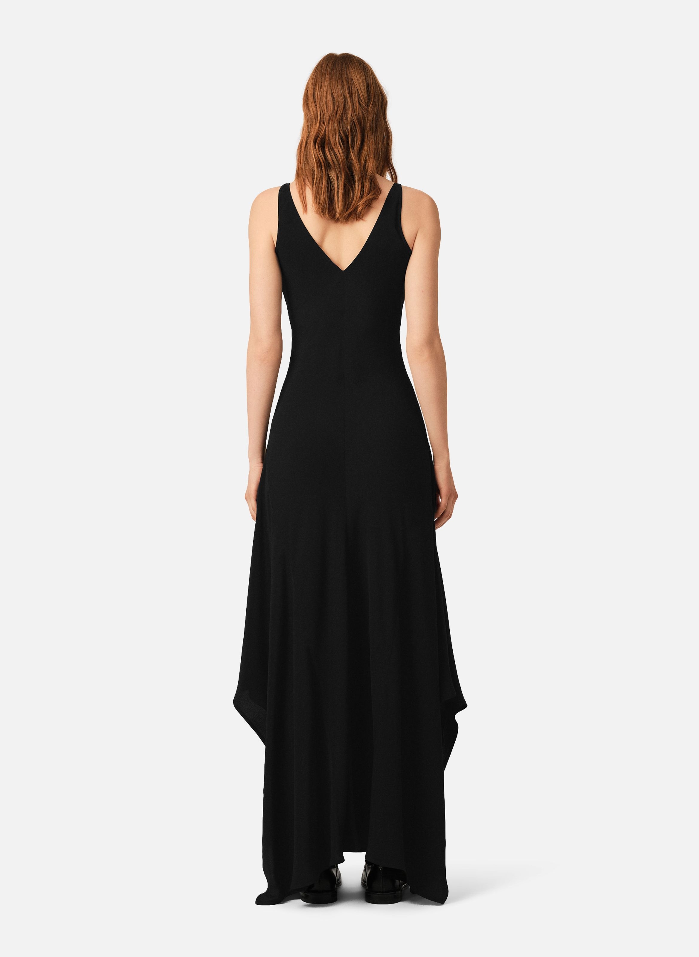 Robe longue à godets en soie mélangée AMI PARIS Noir