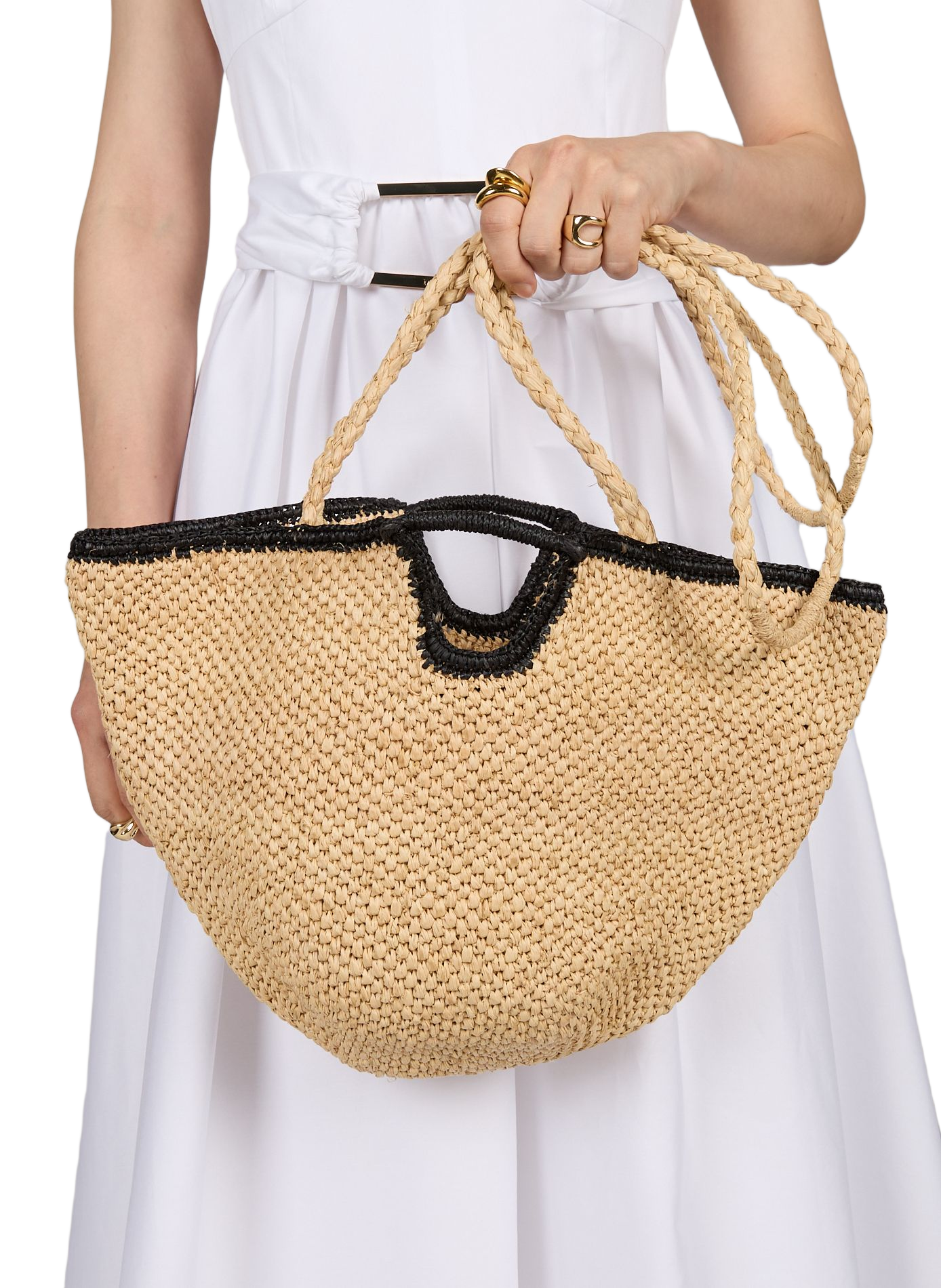 Beach tote bag Tide in raffia AMARRE Beige