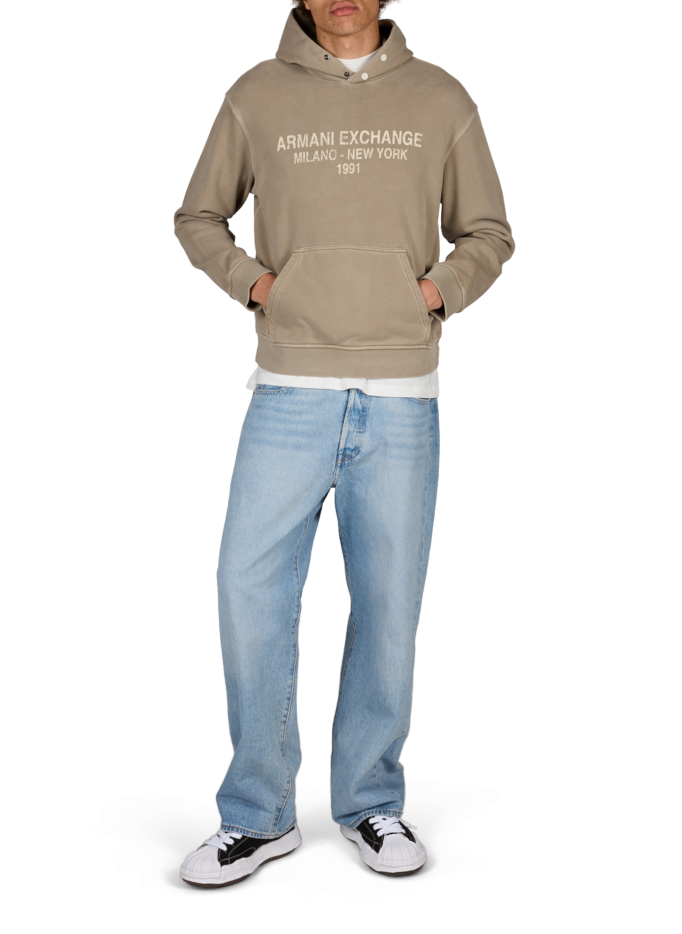 Oversized cotton sweatshirt ARMANI EXCHANGE Beige