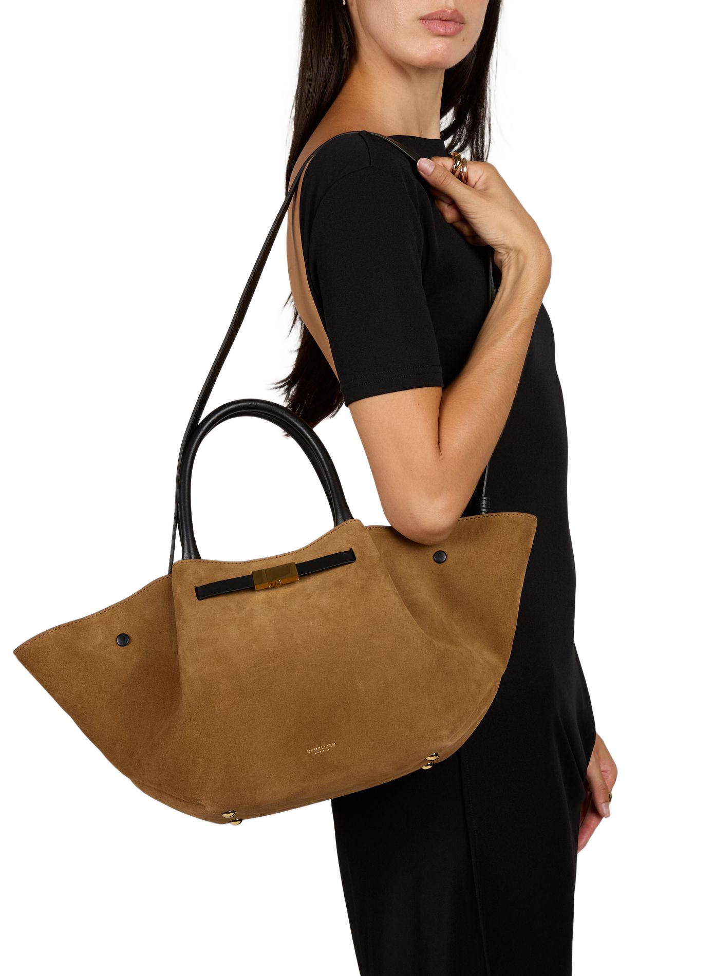 Striped leather handbag DEMELLIER LONDON Beige