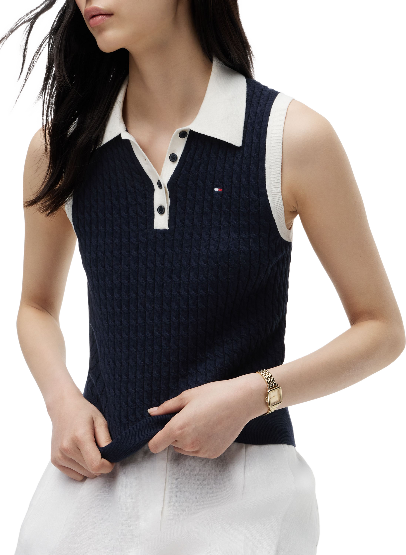 Sleeveless cotton knit polo TOMMY HILFIGER Blue