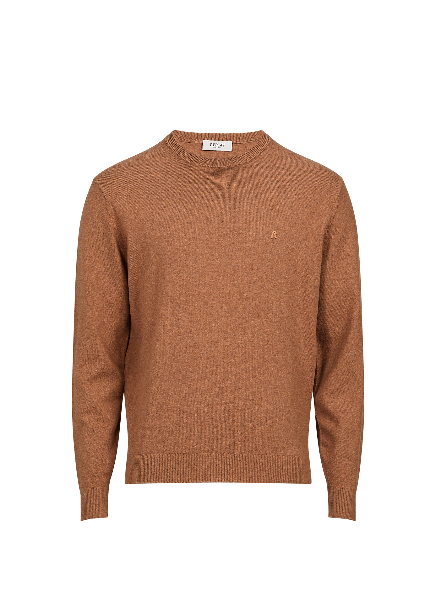 Straight fit round neck sweater in cotton and cashmere REPLAY Beige