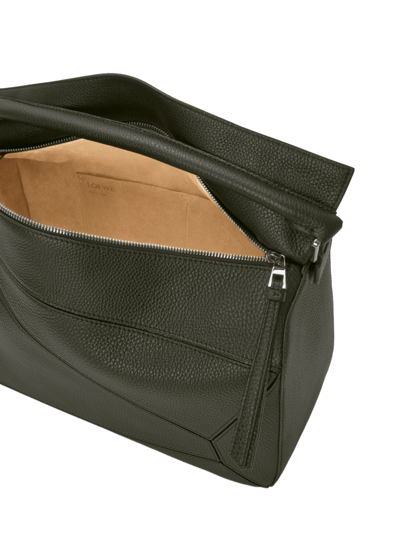 Grand sac Puzzle en cuir de veau souple grainé LOEWE Kaki