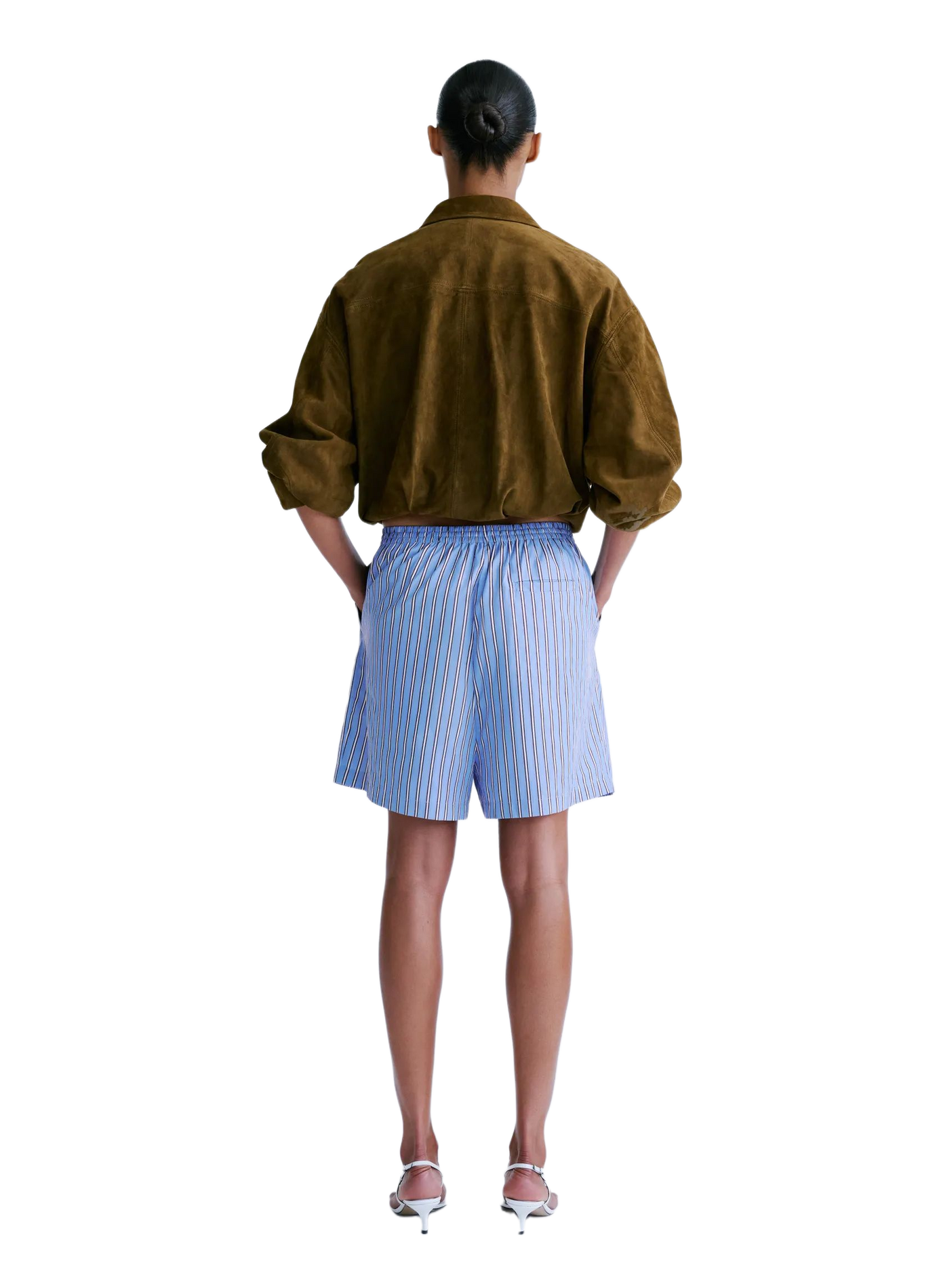 Straight striped cotton shorts LOVE STORIES Blue