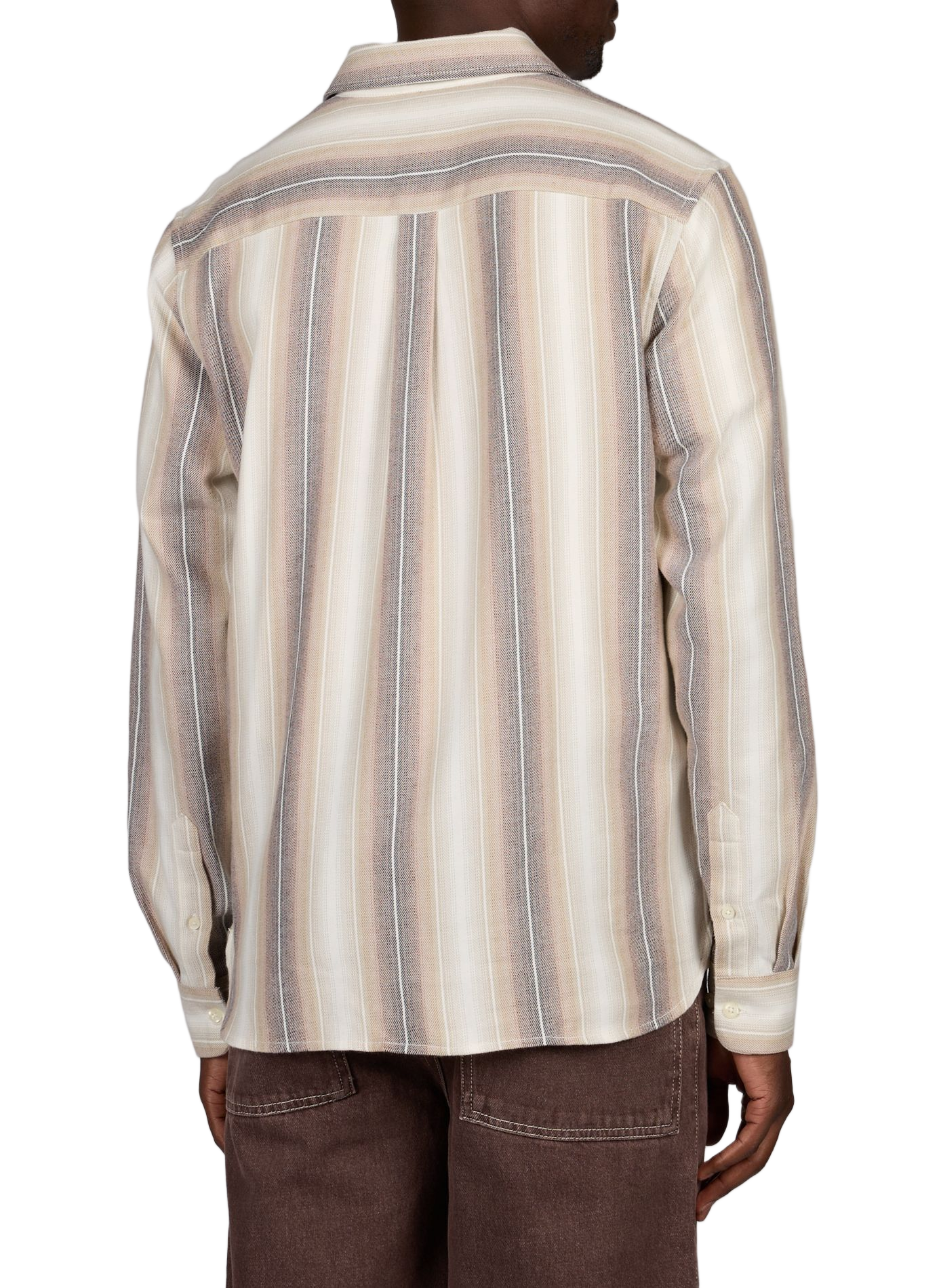Long-sleeved striped cotton shirt KNOWLEDGE COTTON Beige
