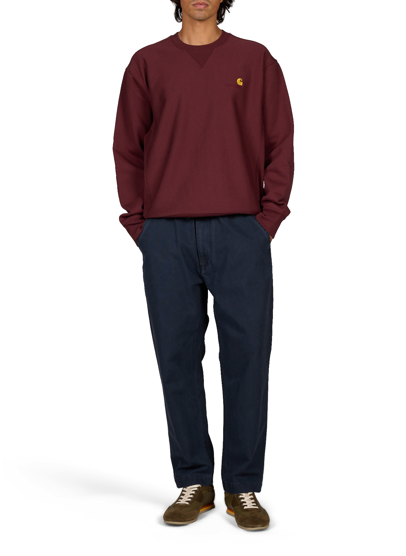 Sweatshirt mit besticktem Logo aus Baumwolle CARHARTT WIP Rot