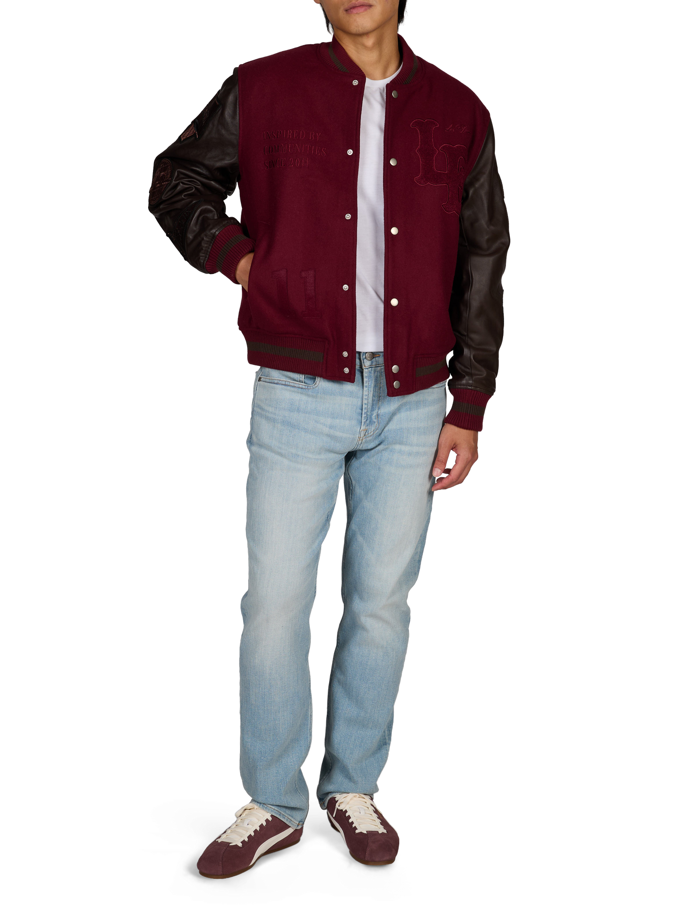 Loose round neck wool blend jacket LES DEUX Red