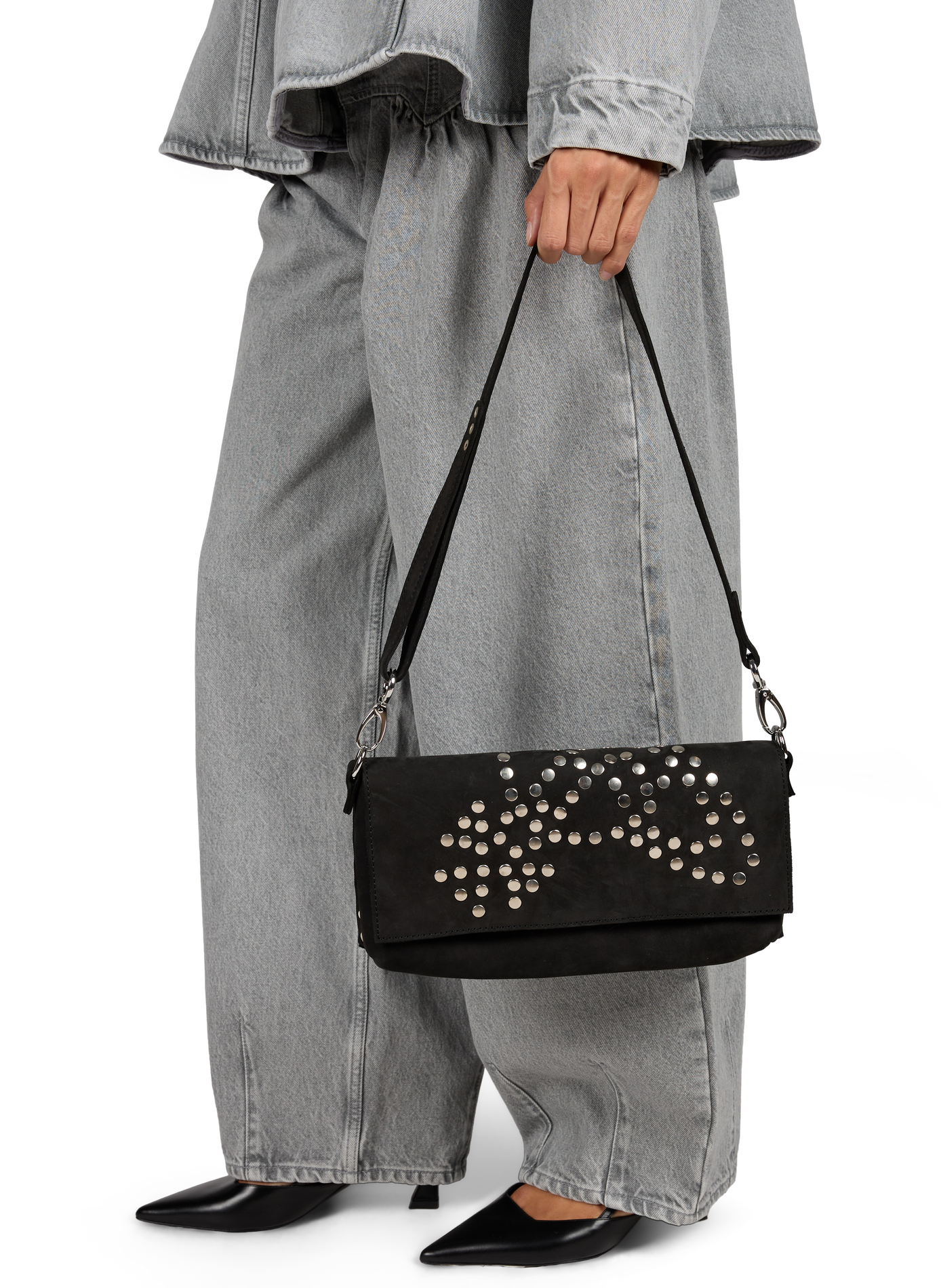 Sac bandoulière à studs en cuir VIVIENNE WESTWOOD Noir