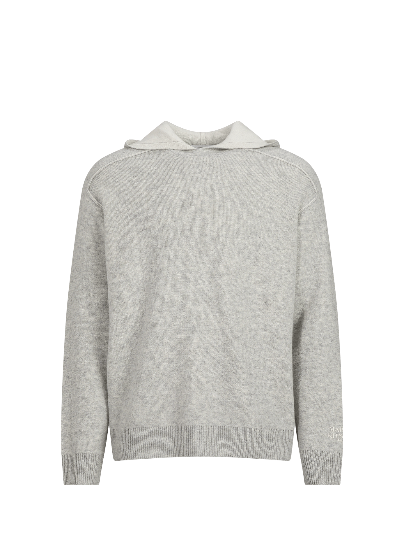 Einfarbiger Kapuzenpullover aus Wolle und Kaschmir MAISON KITSUNÉ Grau