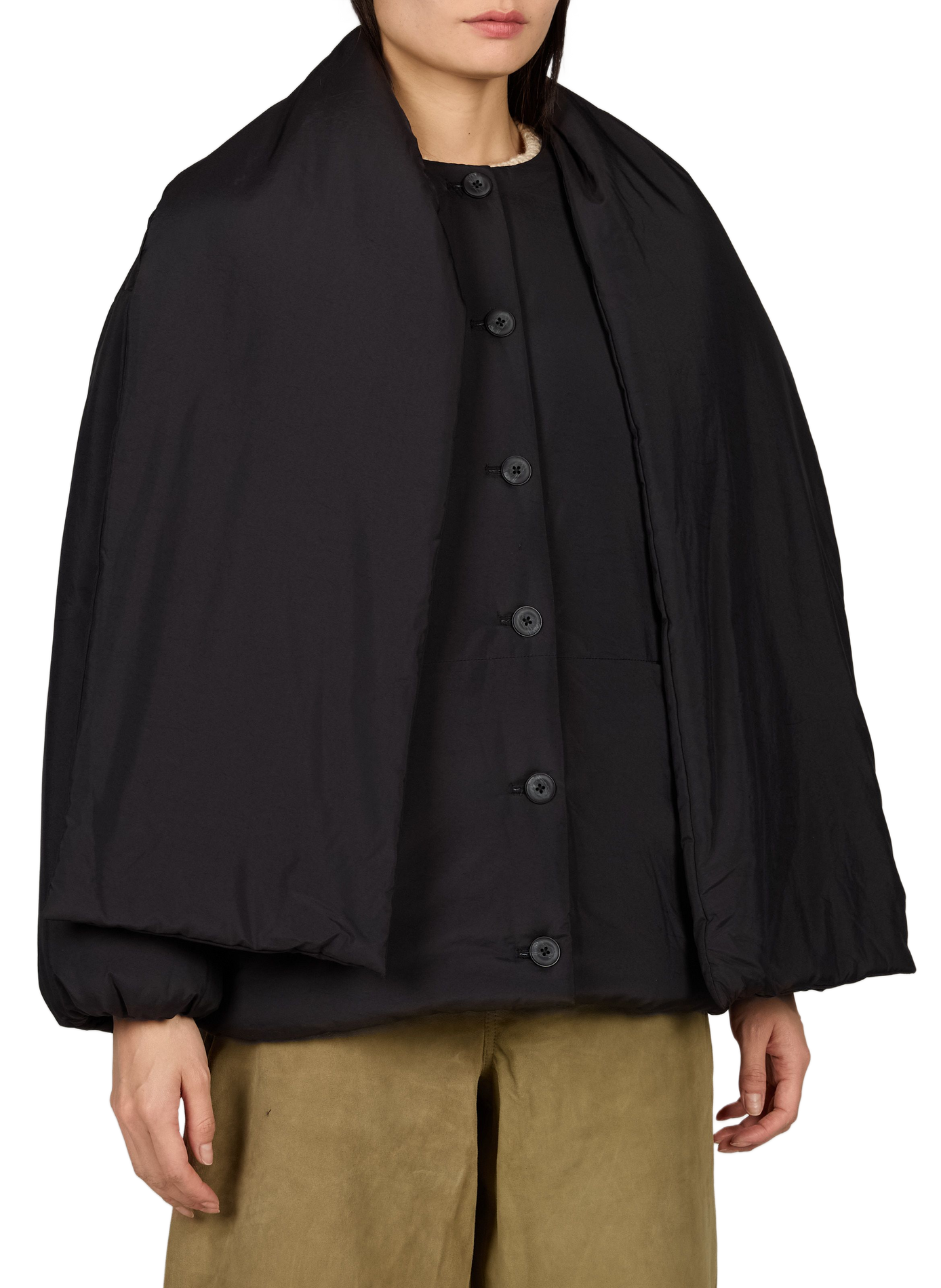 Weit geschnittene Jacke mit einfarbigem Schal OBJECT Schwarz