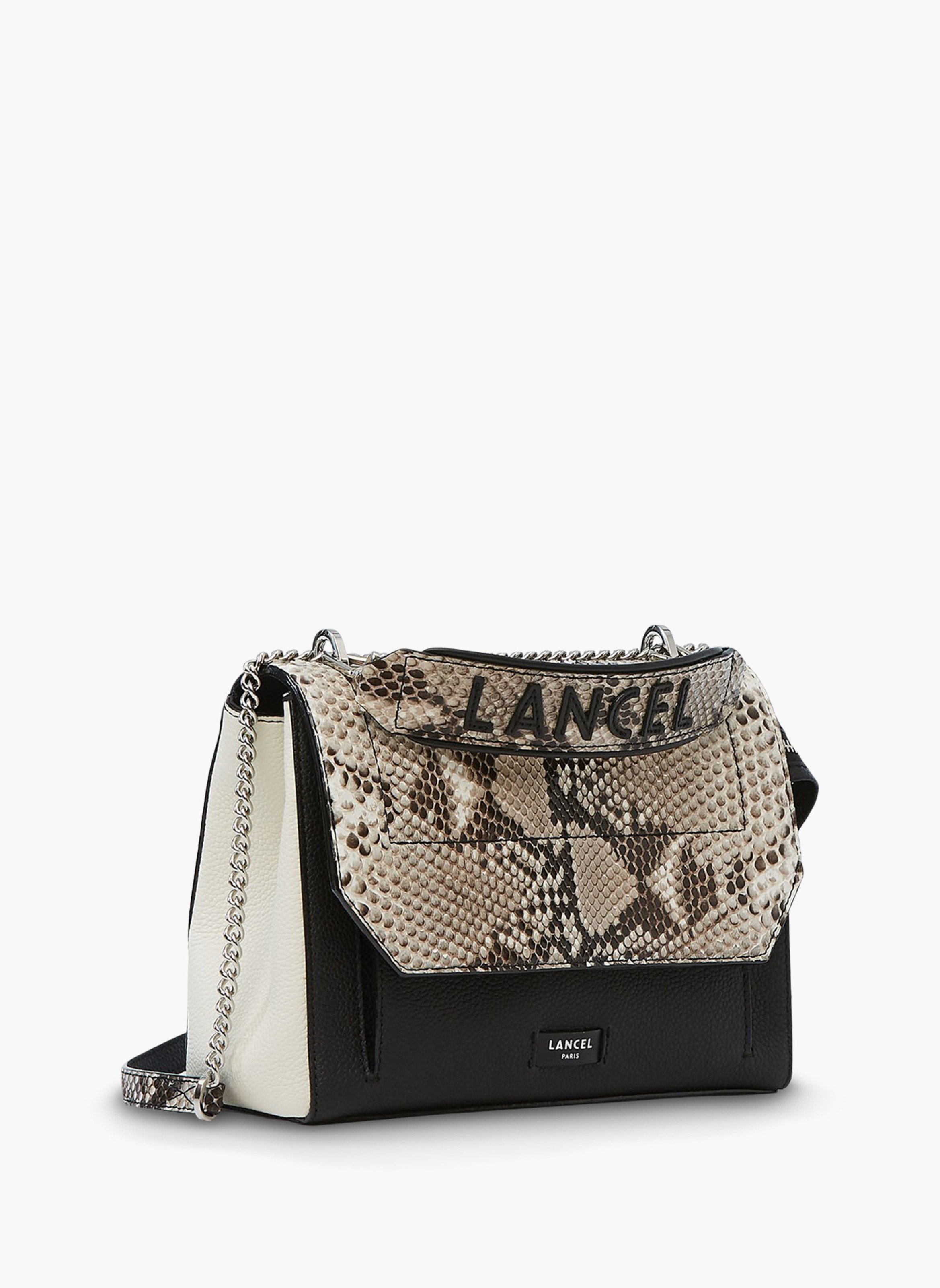 Sac rabat ninon de lancel en cuir de vachette graine & python LANCEL Noir