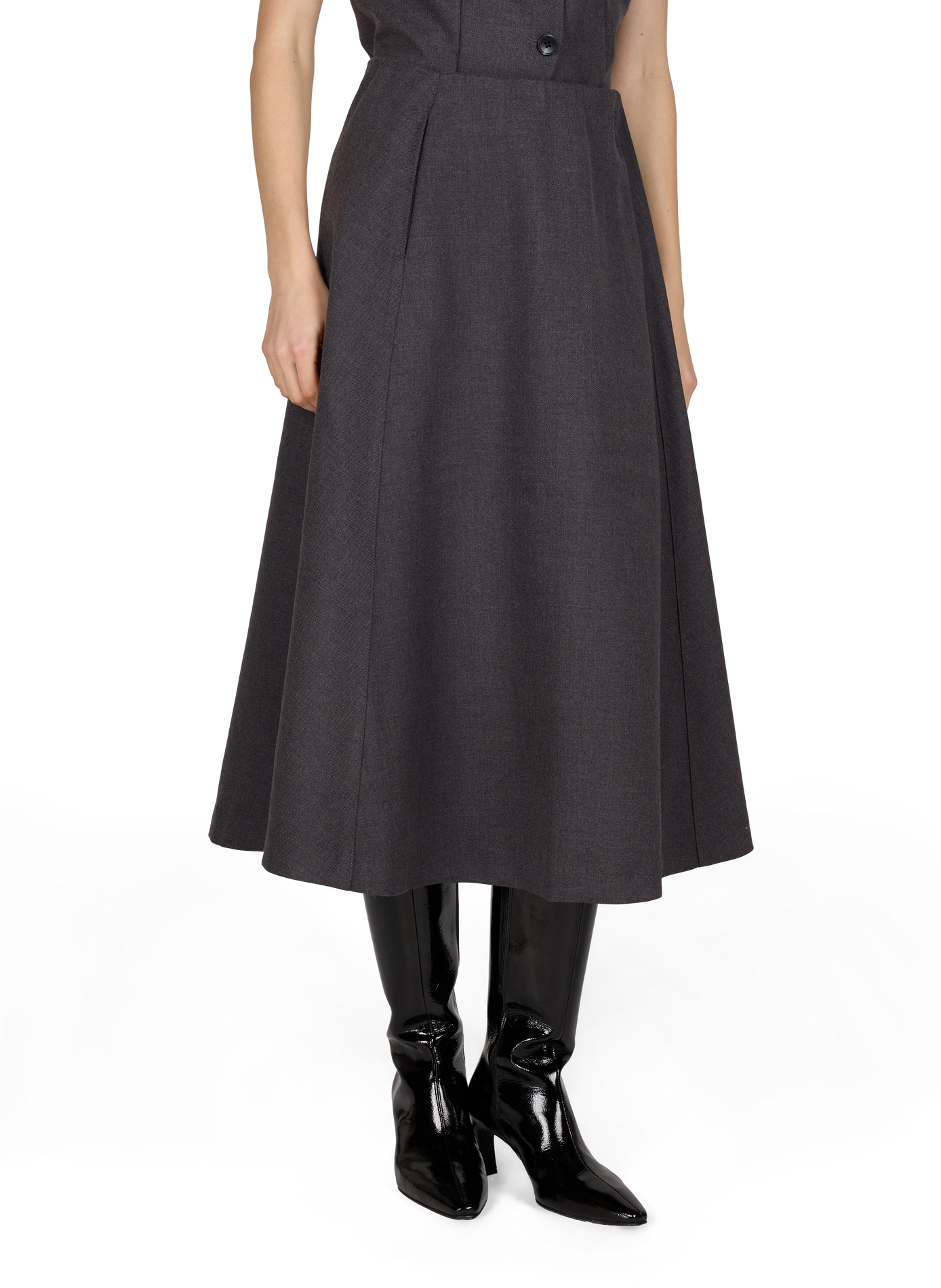 Plain flared Objkavin skirt OBJECT Grey