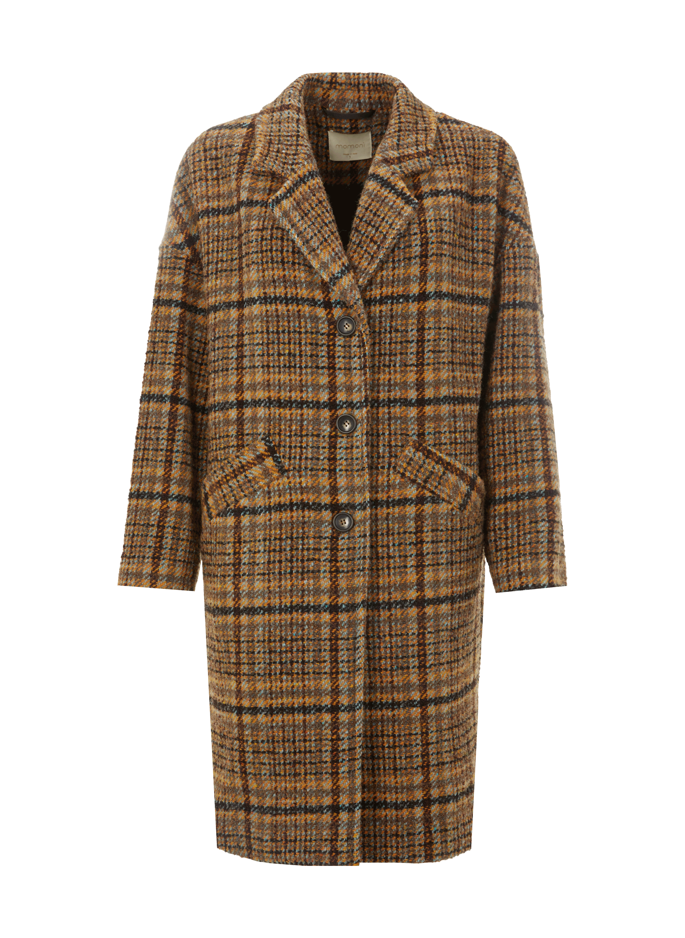 Manteau à carreaux en laine mélangé