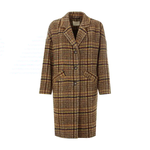 Manteau à carreaux en laine mélangé