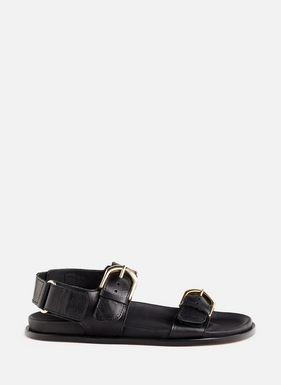 ALOHAS Leone flat leather sandals Black
