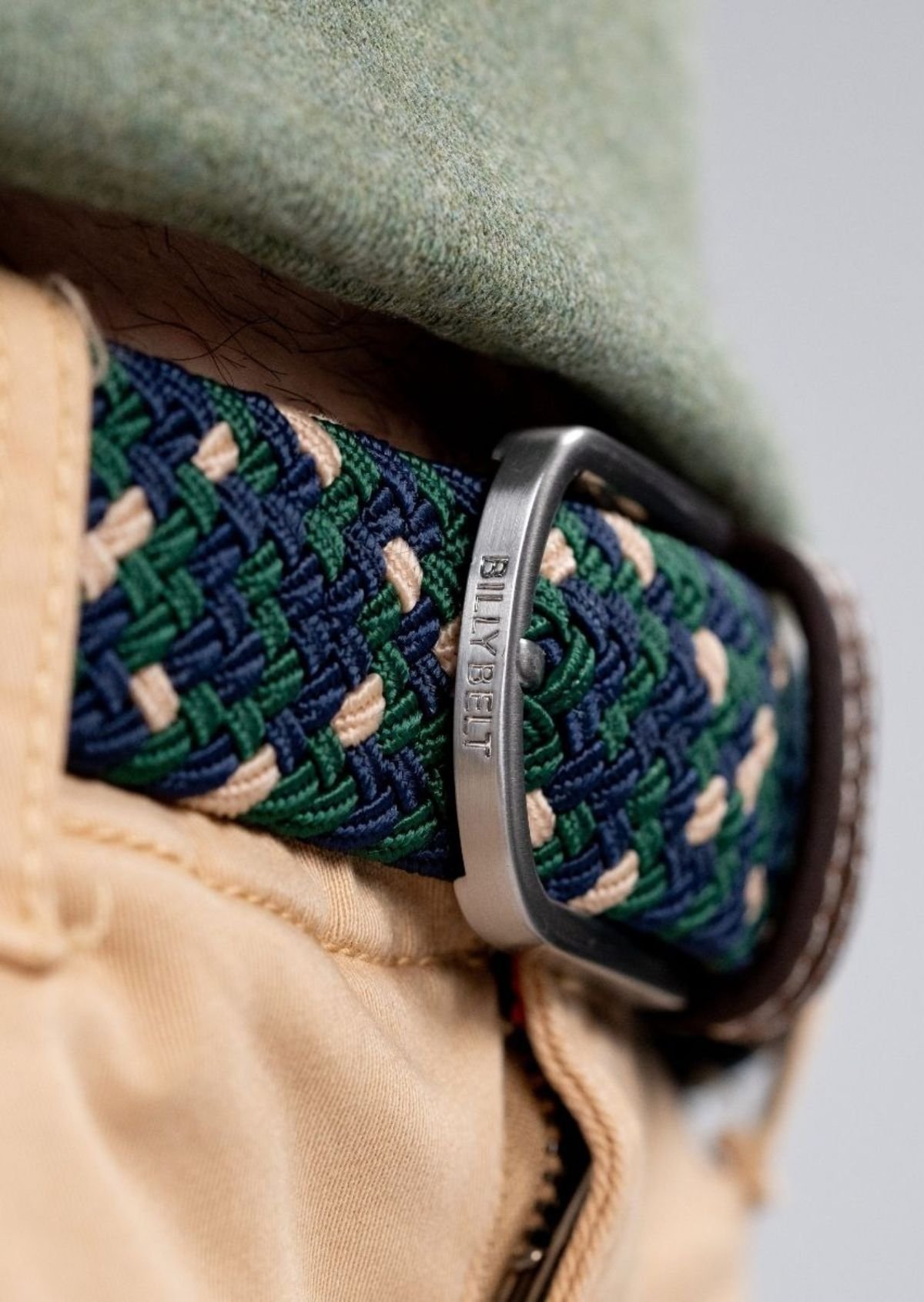 Ceinture tressée élastique multicolore Vert