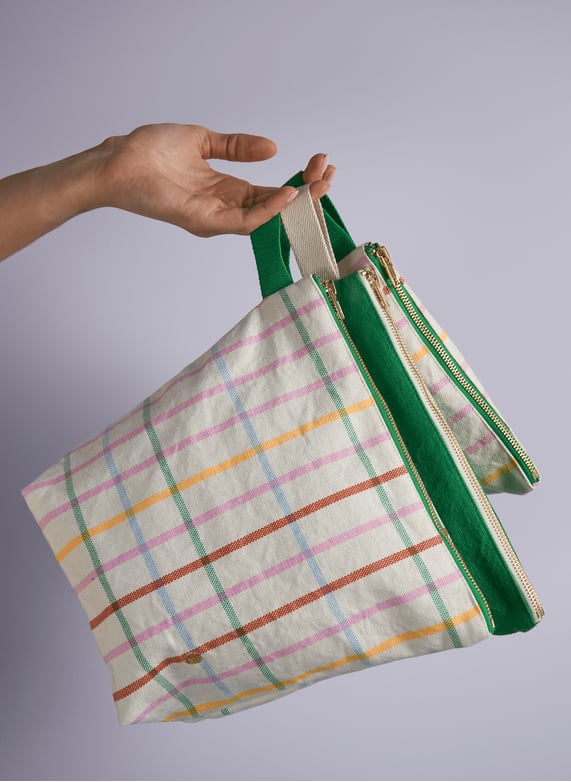 Small organic cotton toiletry bag Beige Cerise sur le gateau