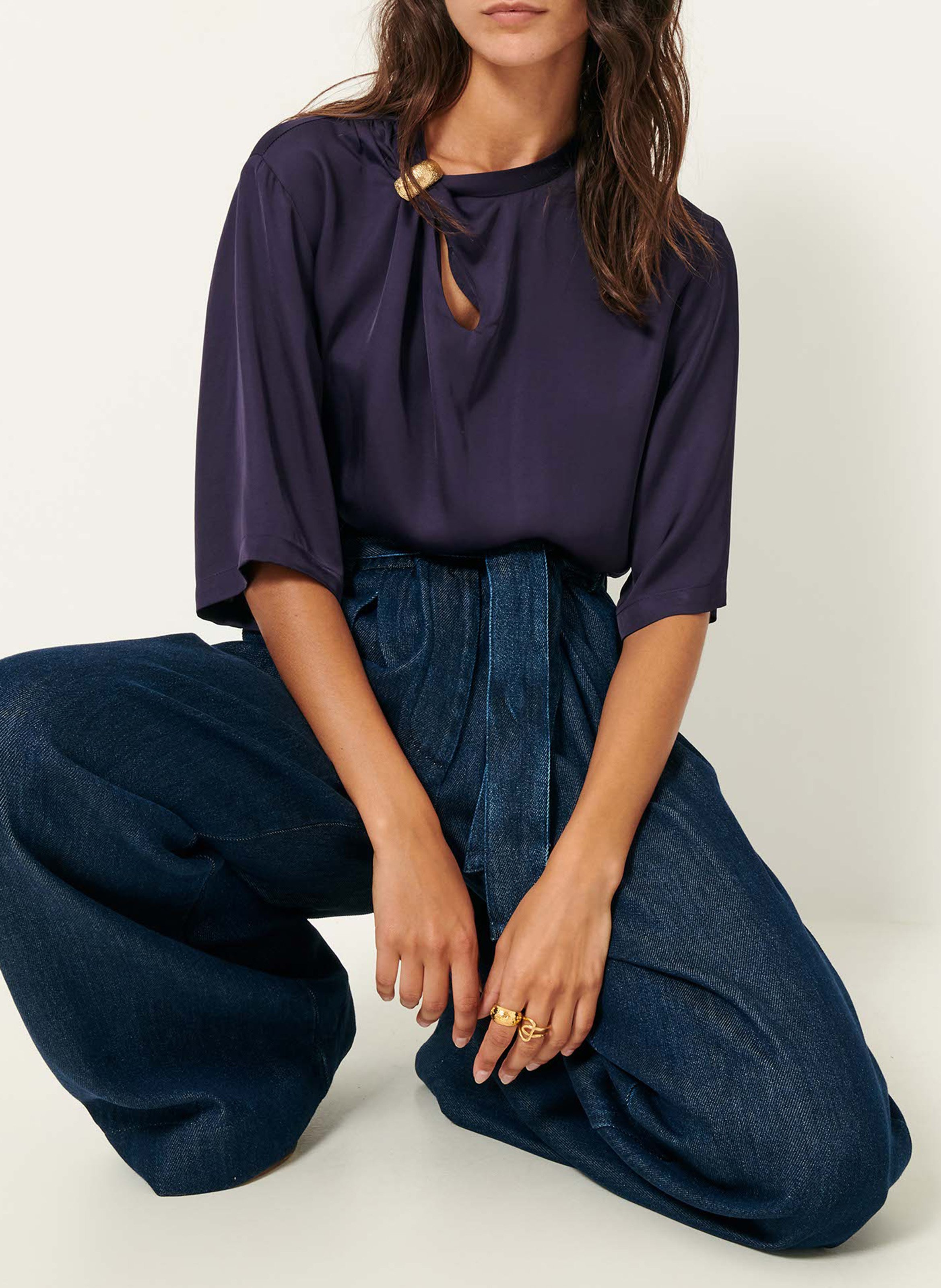 SESSUN Blouse droite satinée layla Bleu