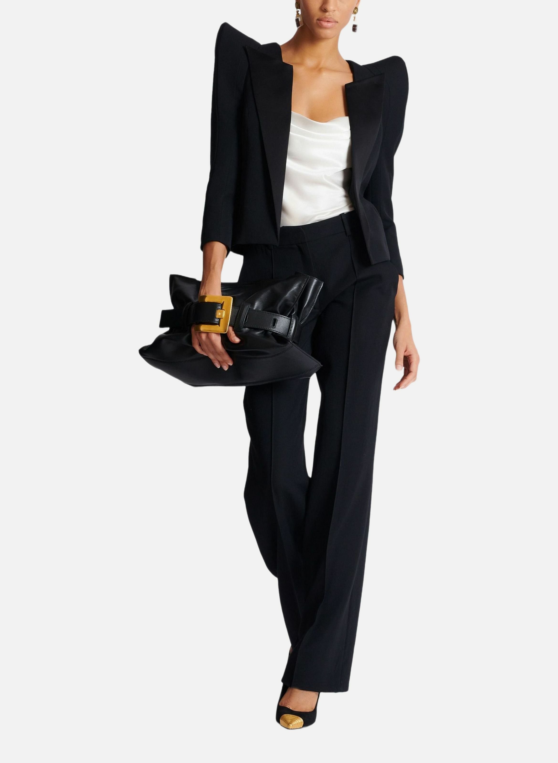 Top en satin drapé BALMAIN Blanc