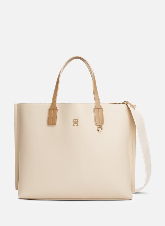 Logo handbag Beige by TOMMY HILFIGER TOMMY HILFIGER Logo handbag Beige