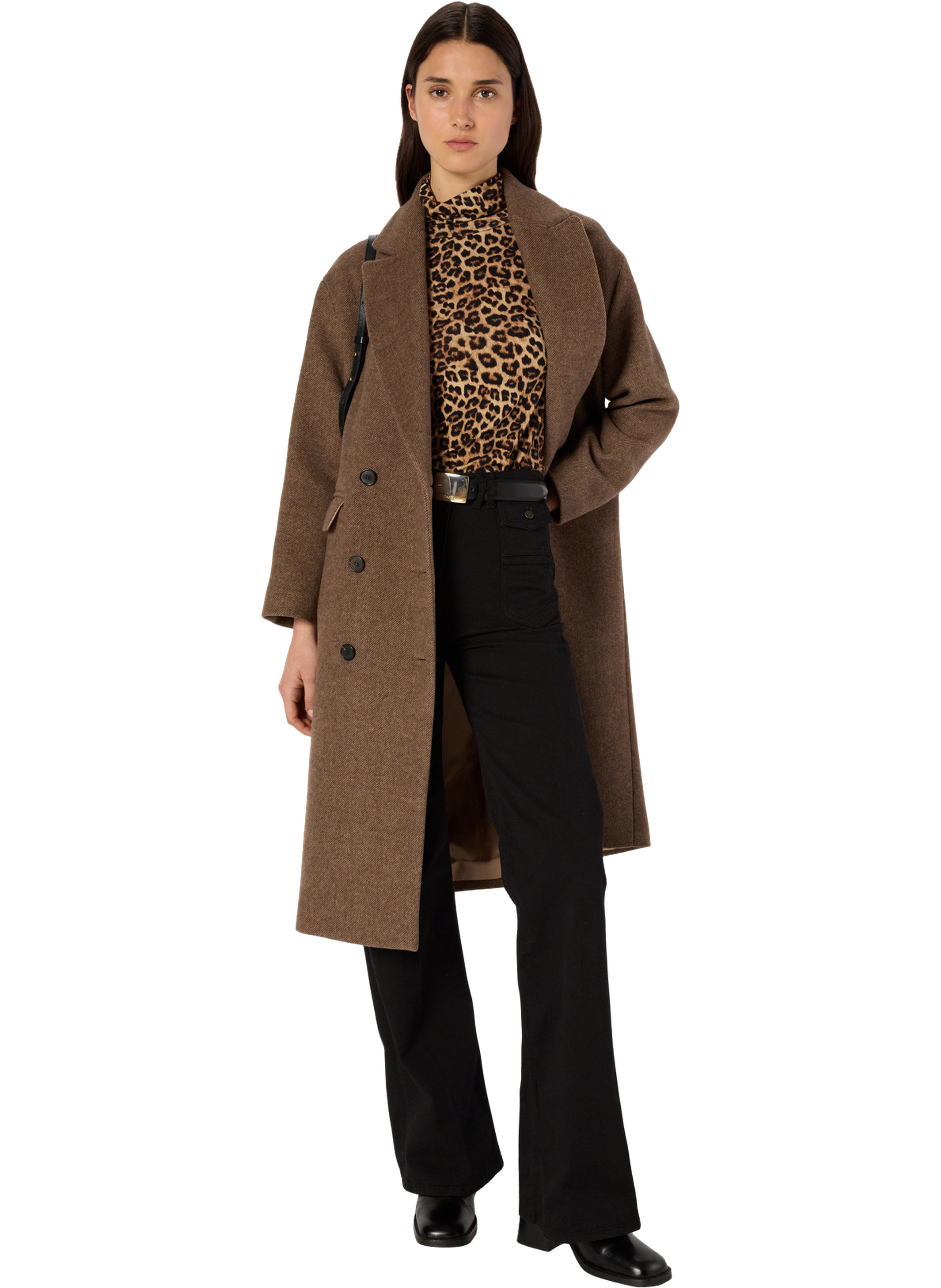 Manteau croisé en laine sergée - mady GERARD DAREL Marron