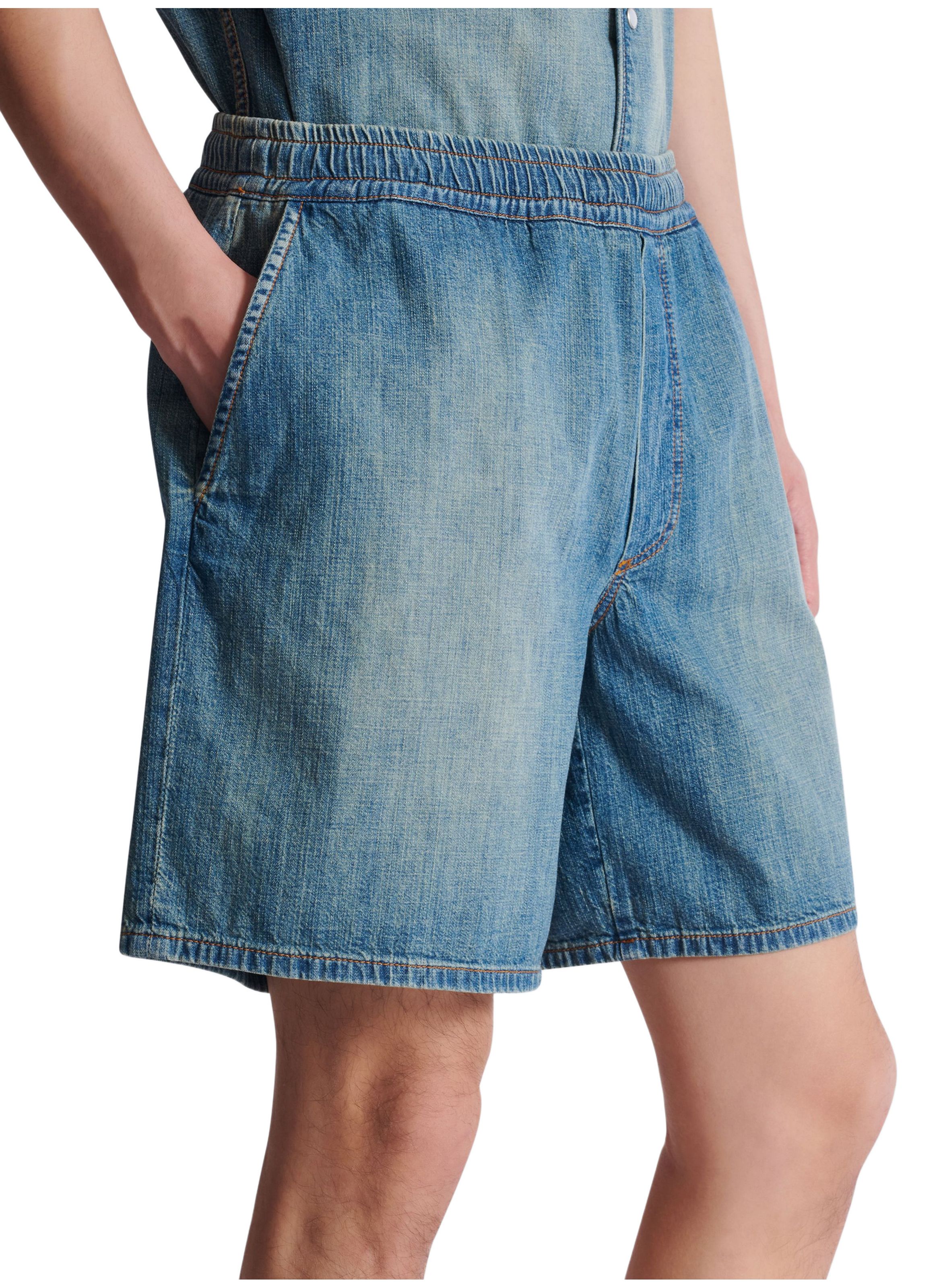 Short en denim délavé BALMAIN Bleu