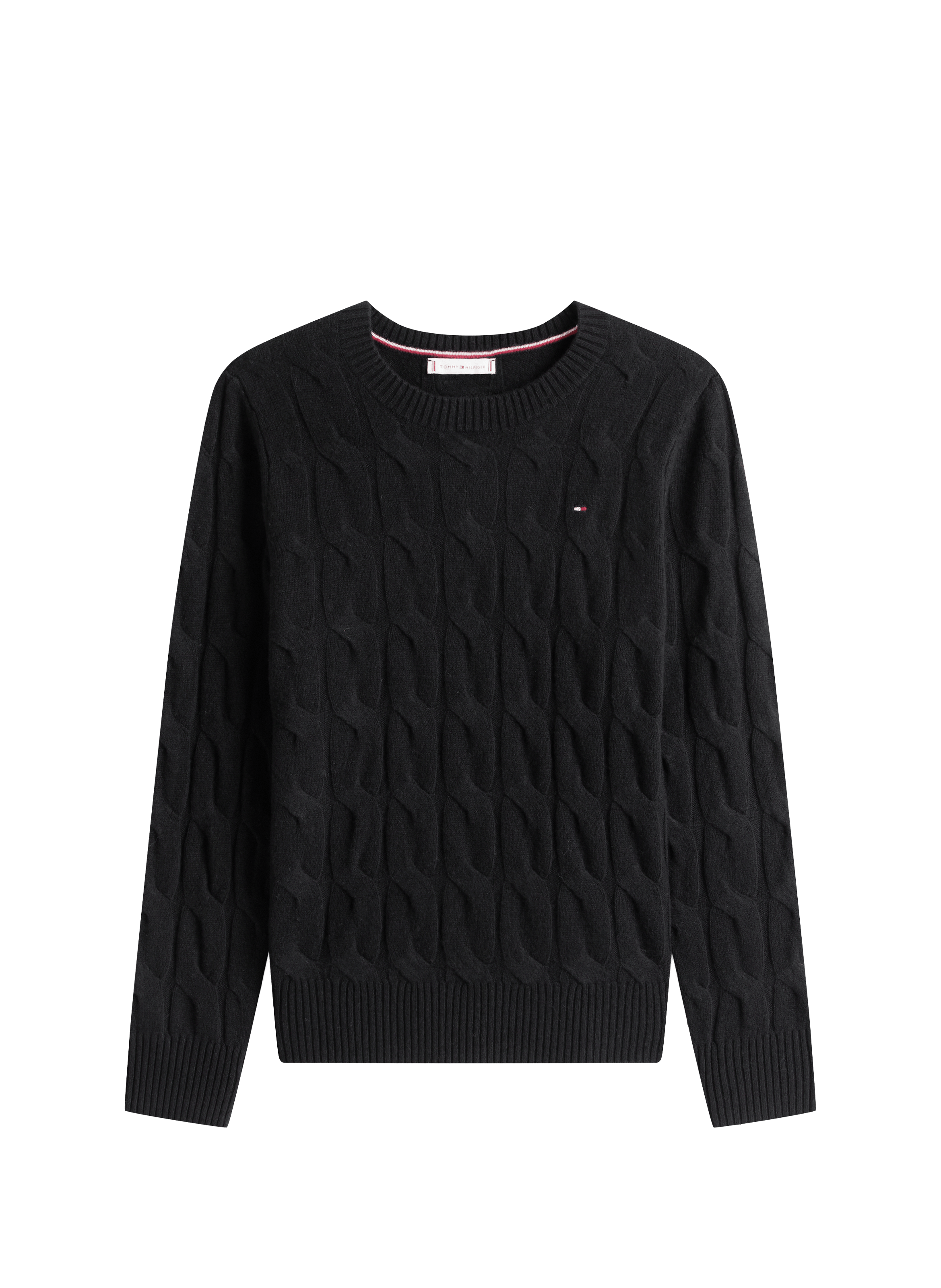Pull torsadé en laine  TOMMY HILFIGER Noir