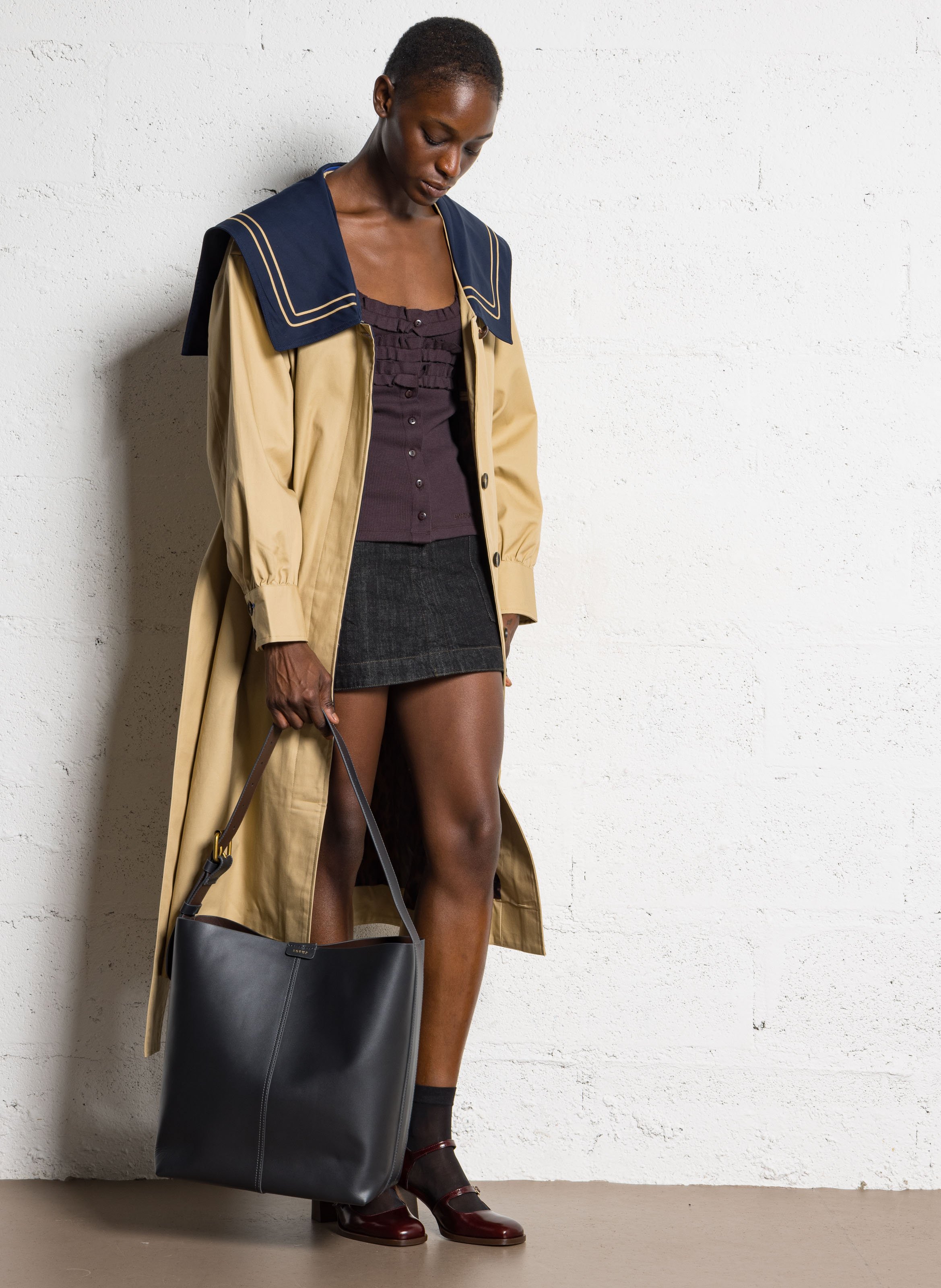 Sac seau en cuir réversible saudade SOEUR Marron