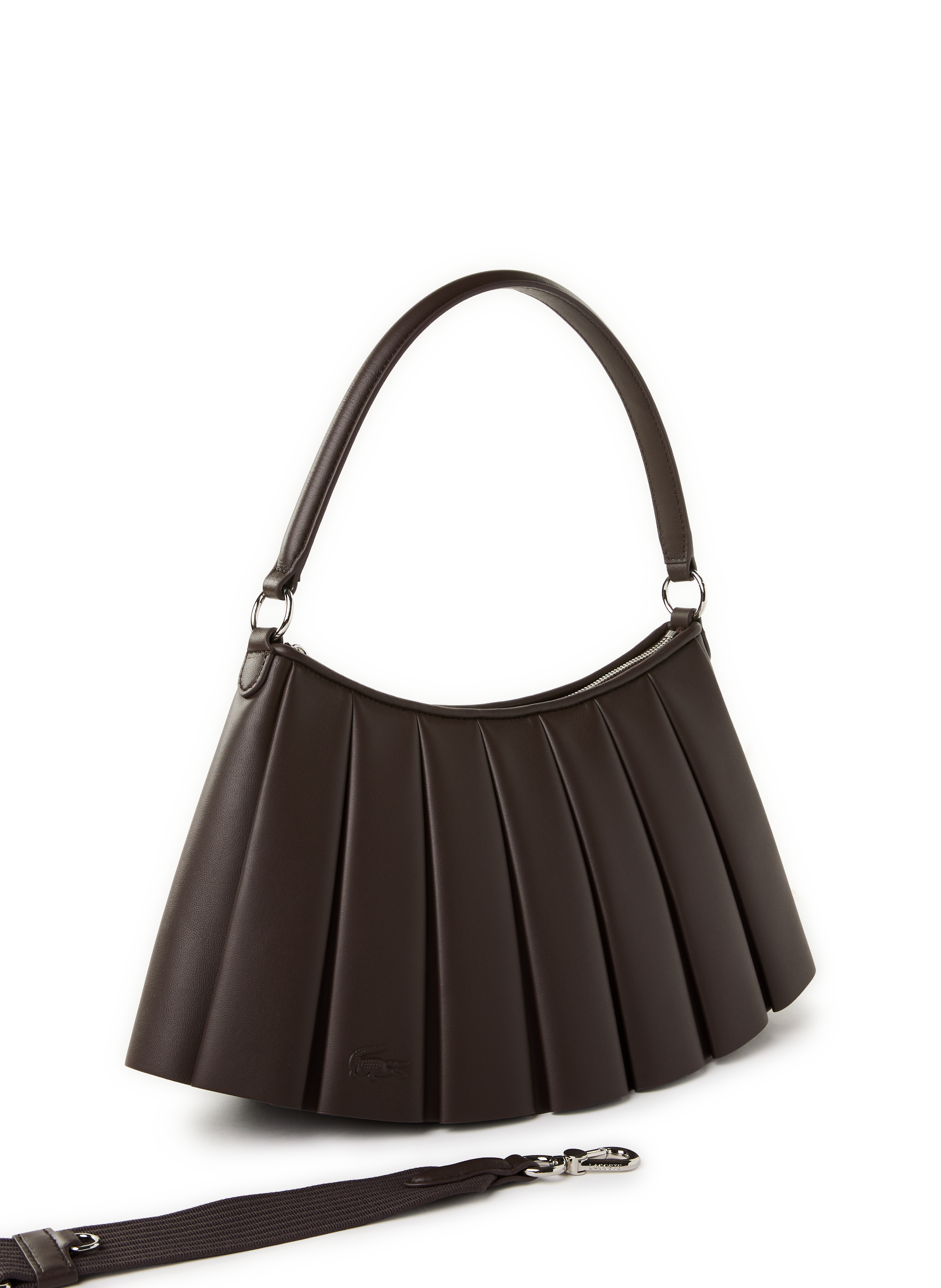 Sac moyen Lenglen plissé en cuir Marron