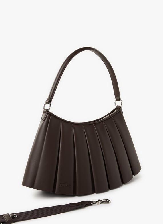 Sac moyen Lenglen plissé en cuir | Marron by LACOSTE Sac moyen Lenglen plissé en cuir Marron