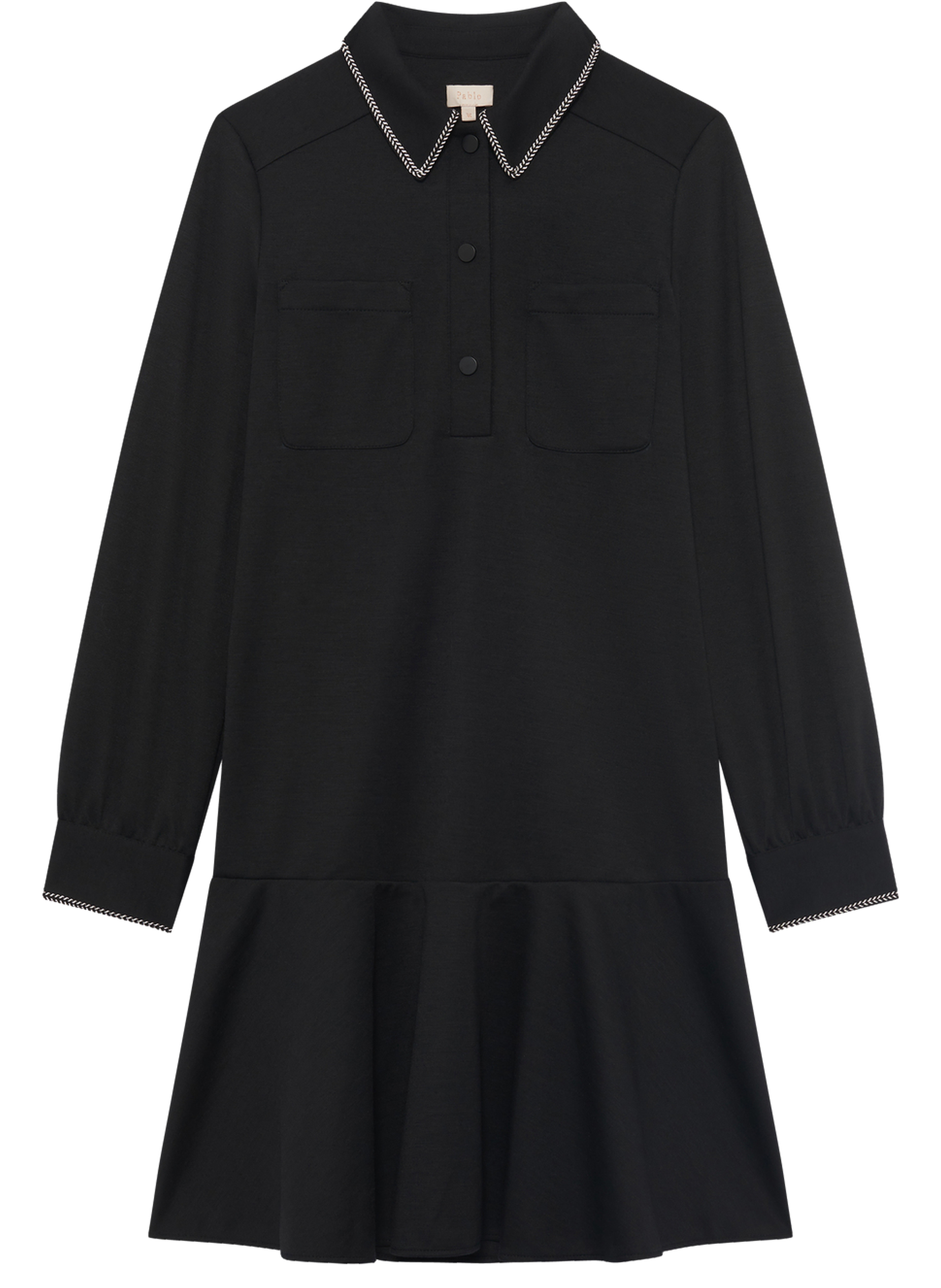 Robe à col polo et bas volanté - lison PABLO Noir