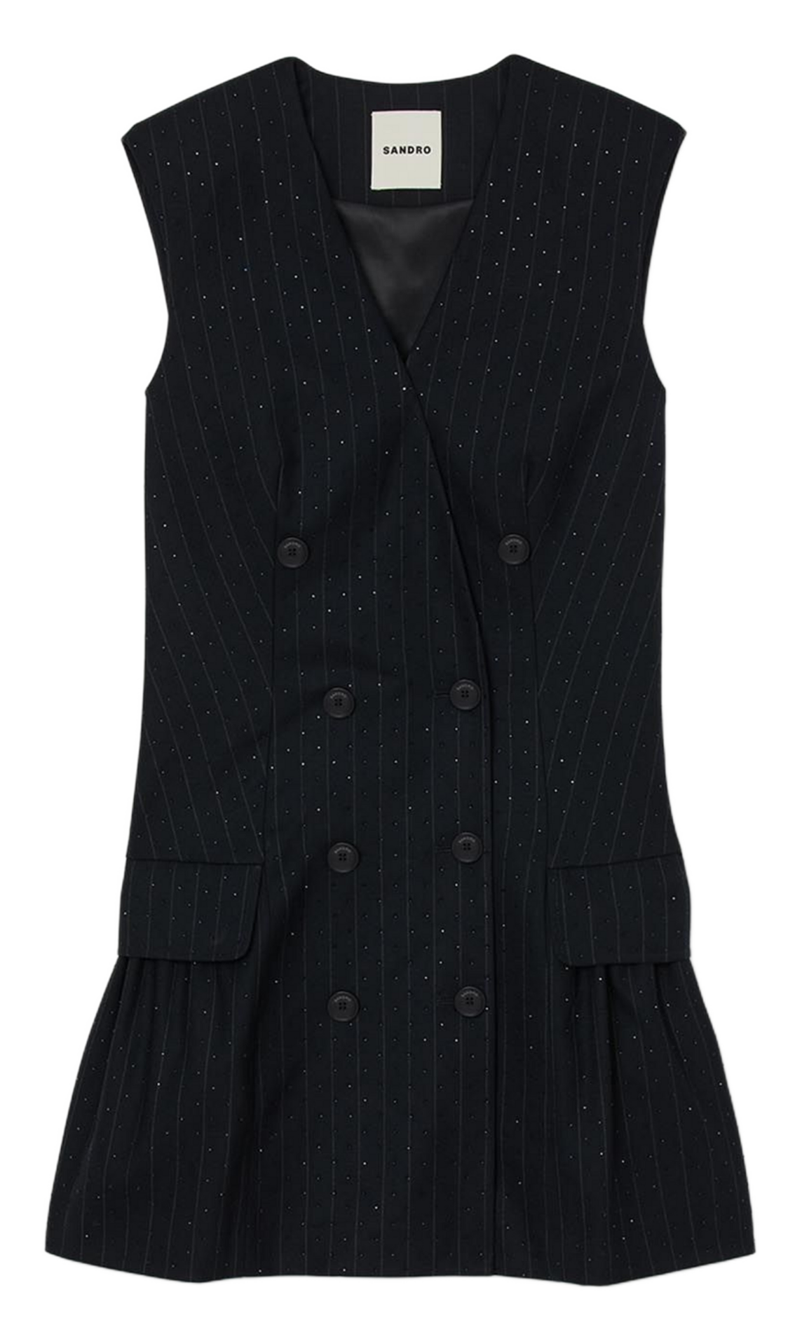 Robe col v en laine mélangée SANDRO Bleu