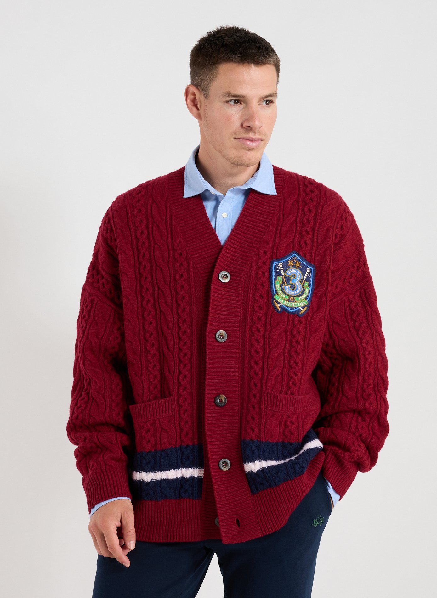 LA MARTINA Oversized wool-blend cardigan Red