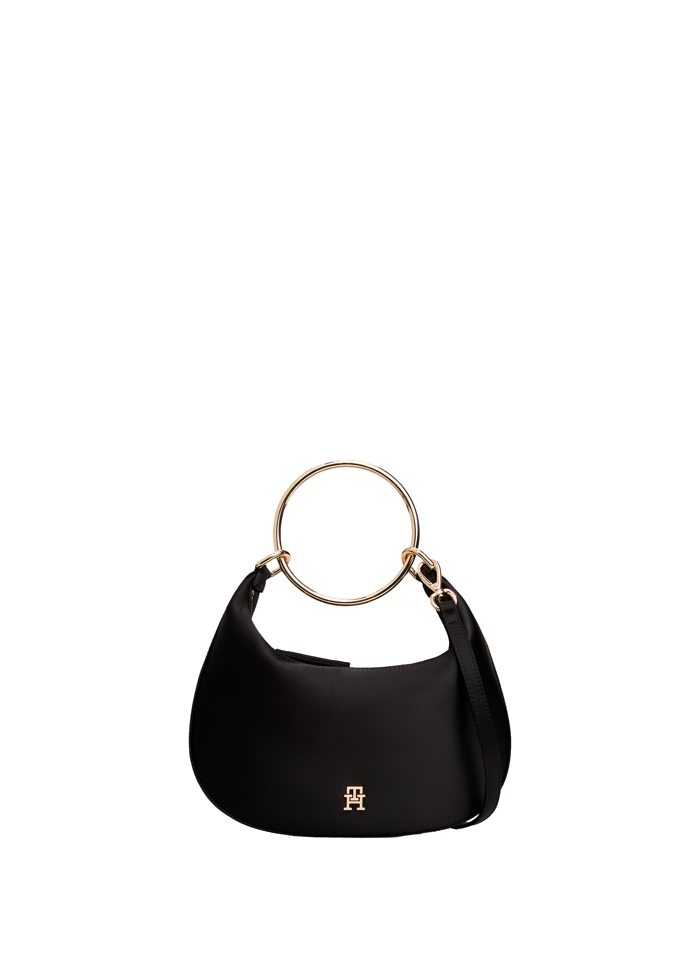 Handbag with metal handle in bracelet style TOMMY HILFIGER Black