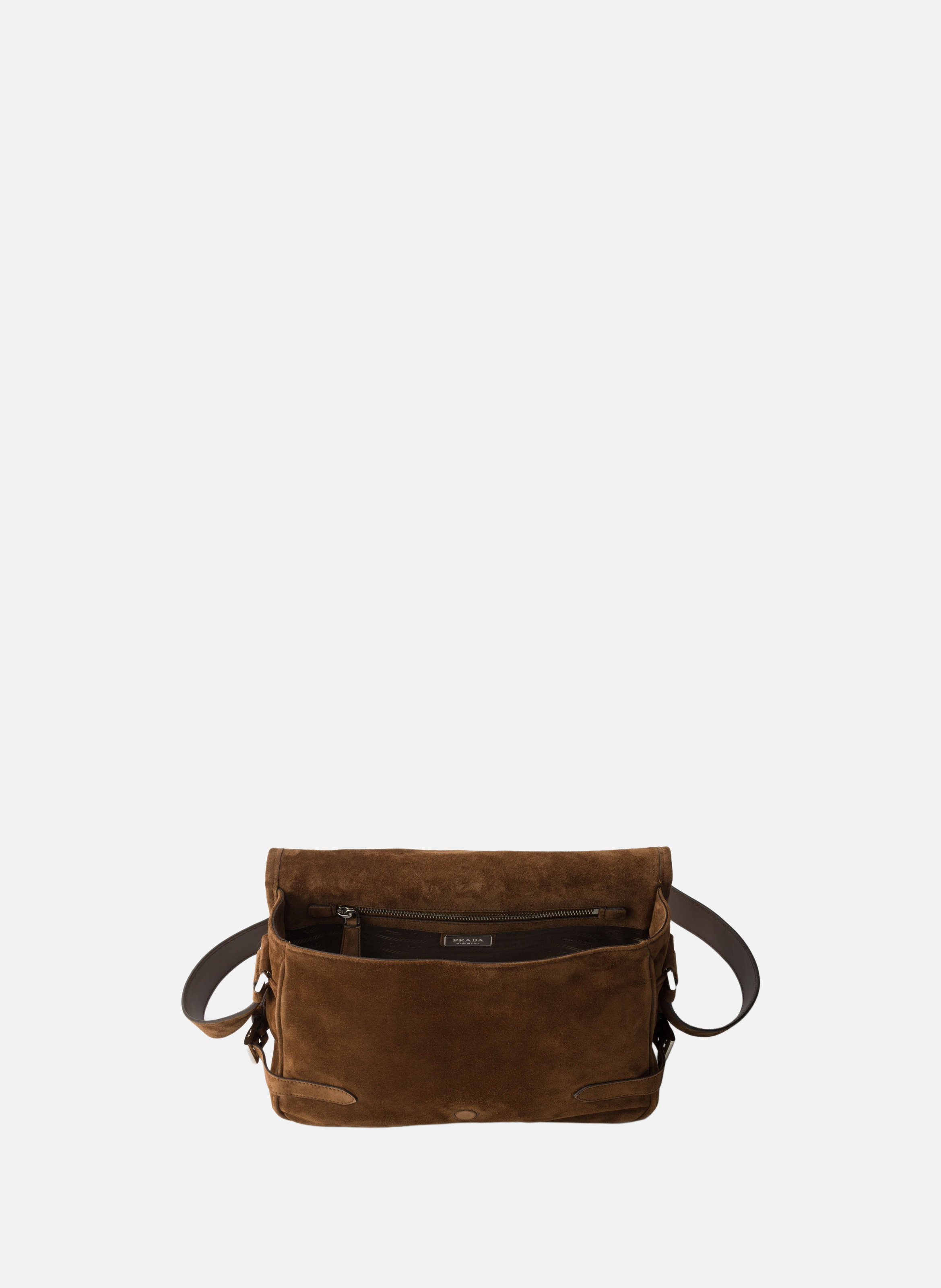 Sac à bandoulière en suède PRADA Marron