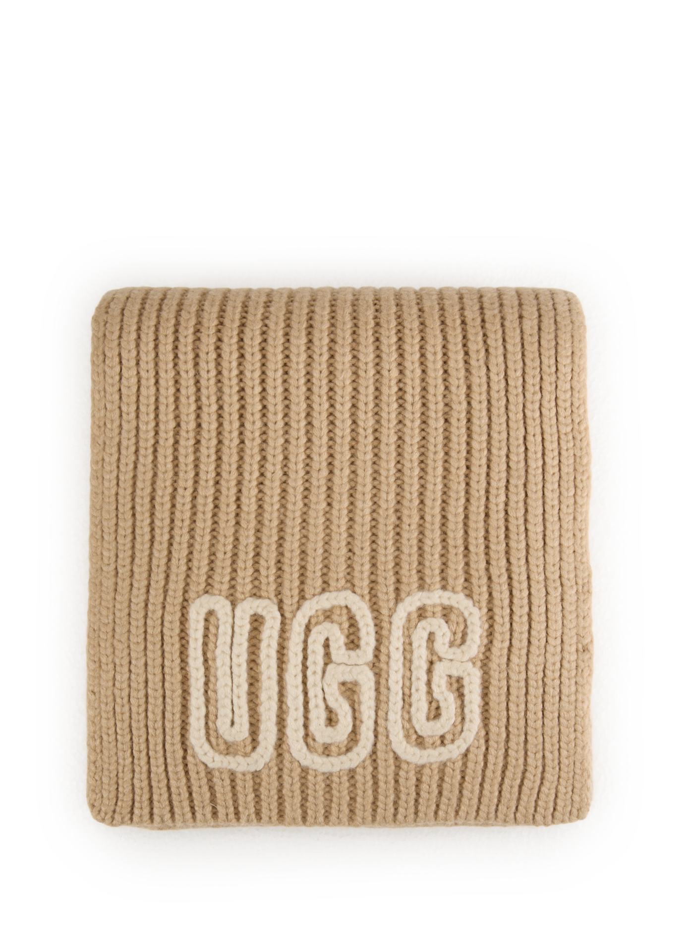 UGG Ribbed logo scarf Beige
