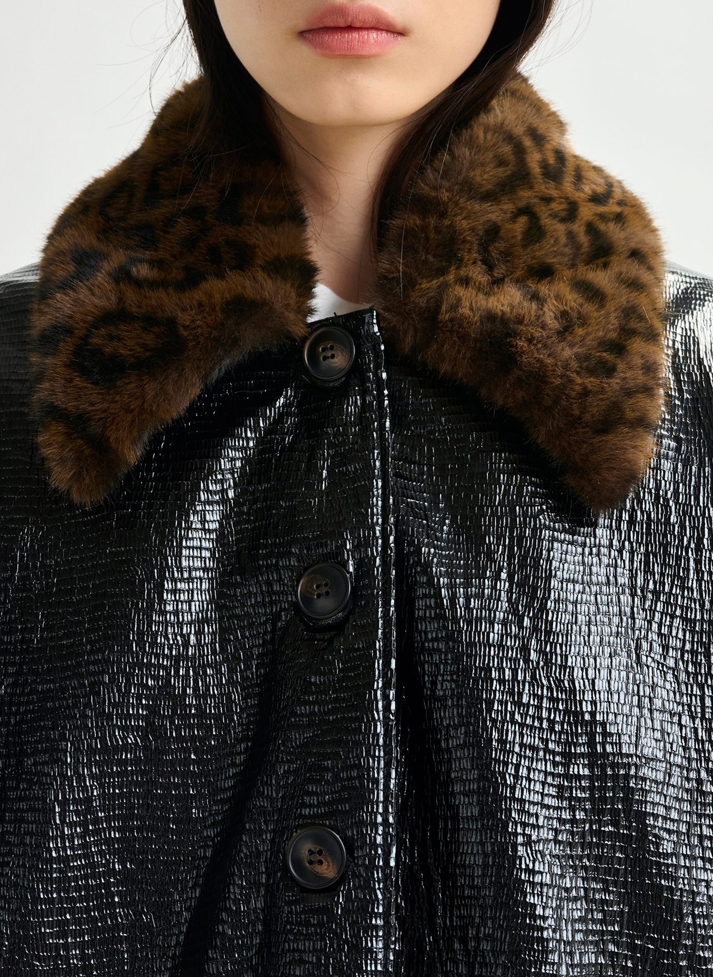 Manteau col effet fourrure iom ESSENTIEL ANTWERP Bleu