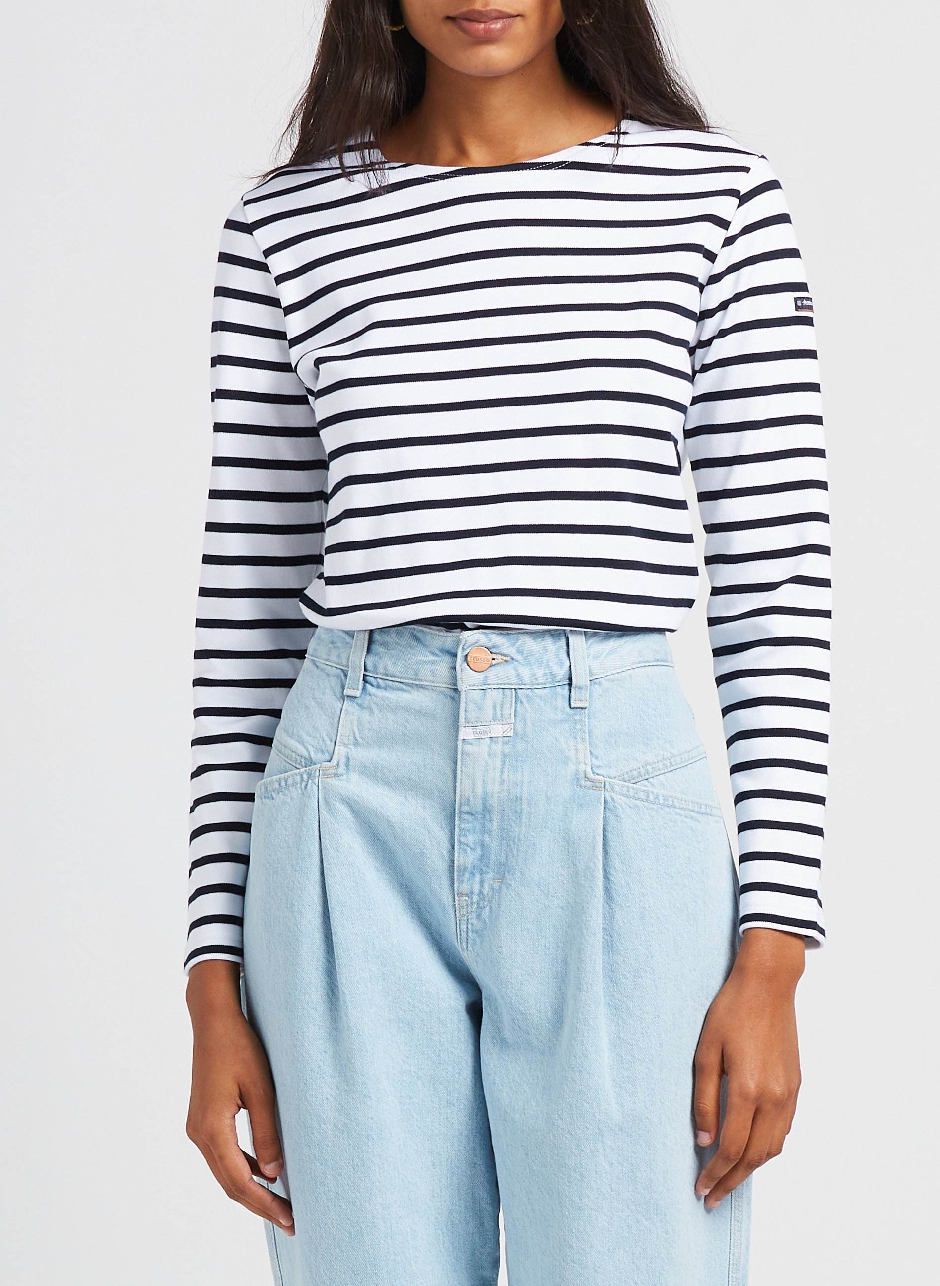 Marinière col rond en coton ARMOR-LUX Blanc