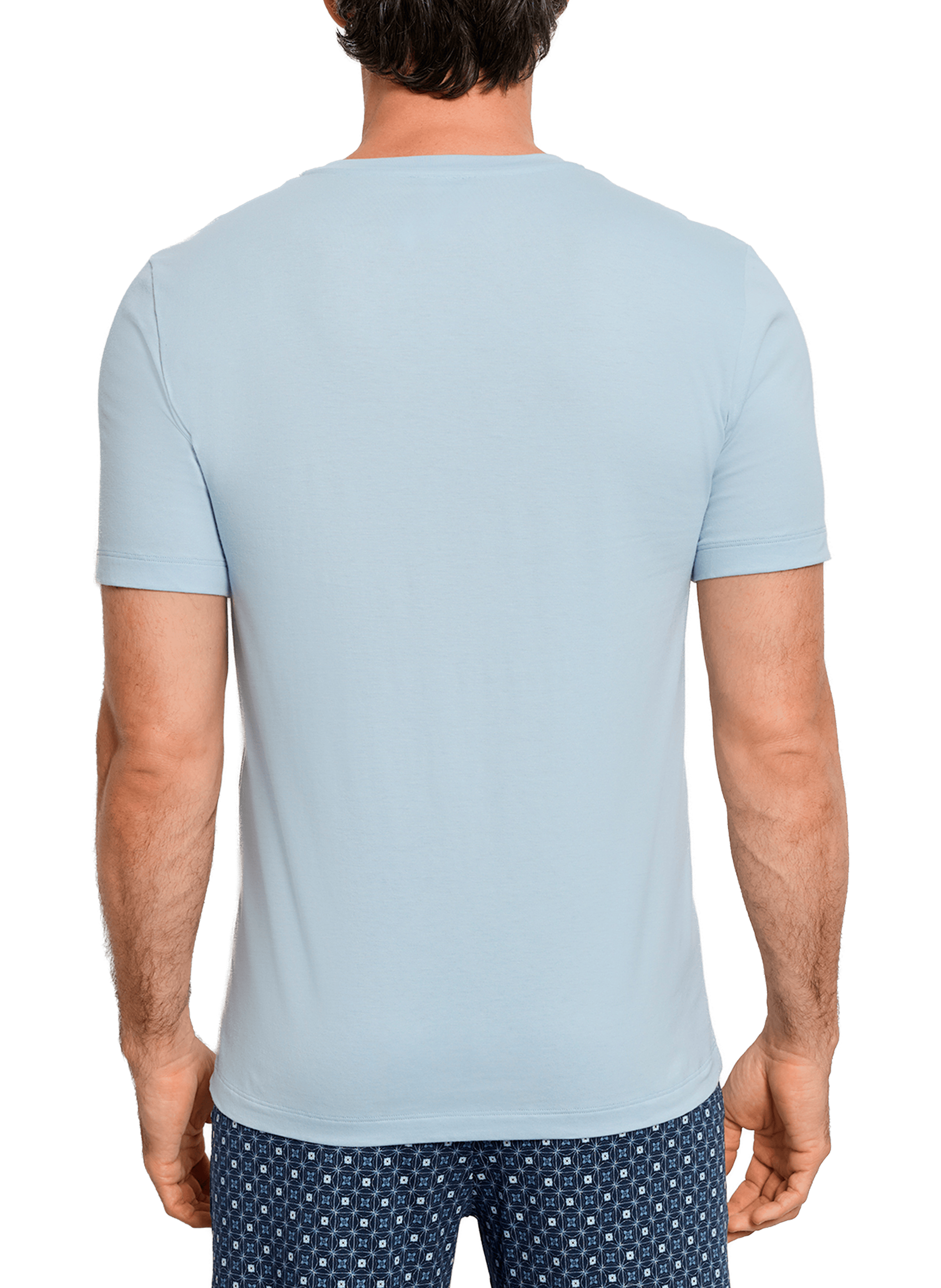 T-hirt à col V en coton HANRO Bleu