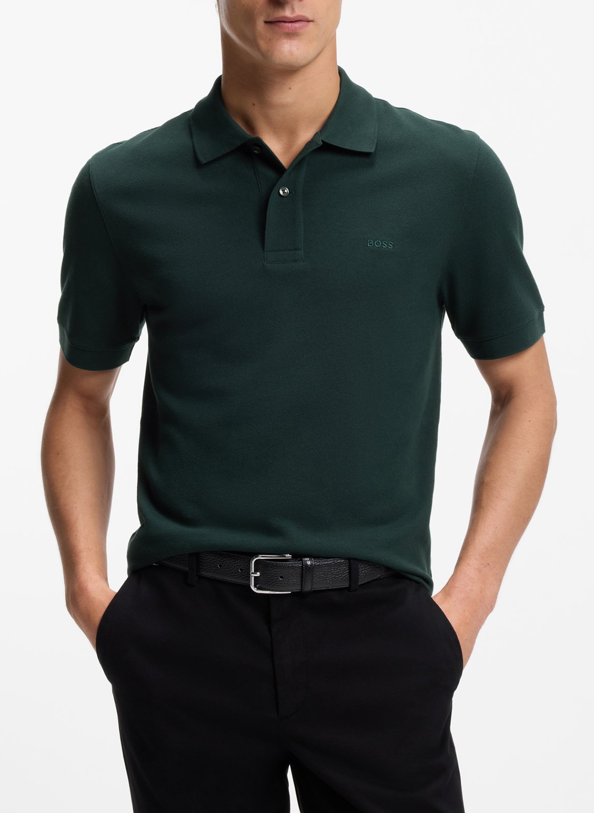 Polo manches courtes droit uni BOSS Kaki