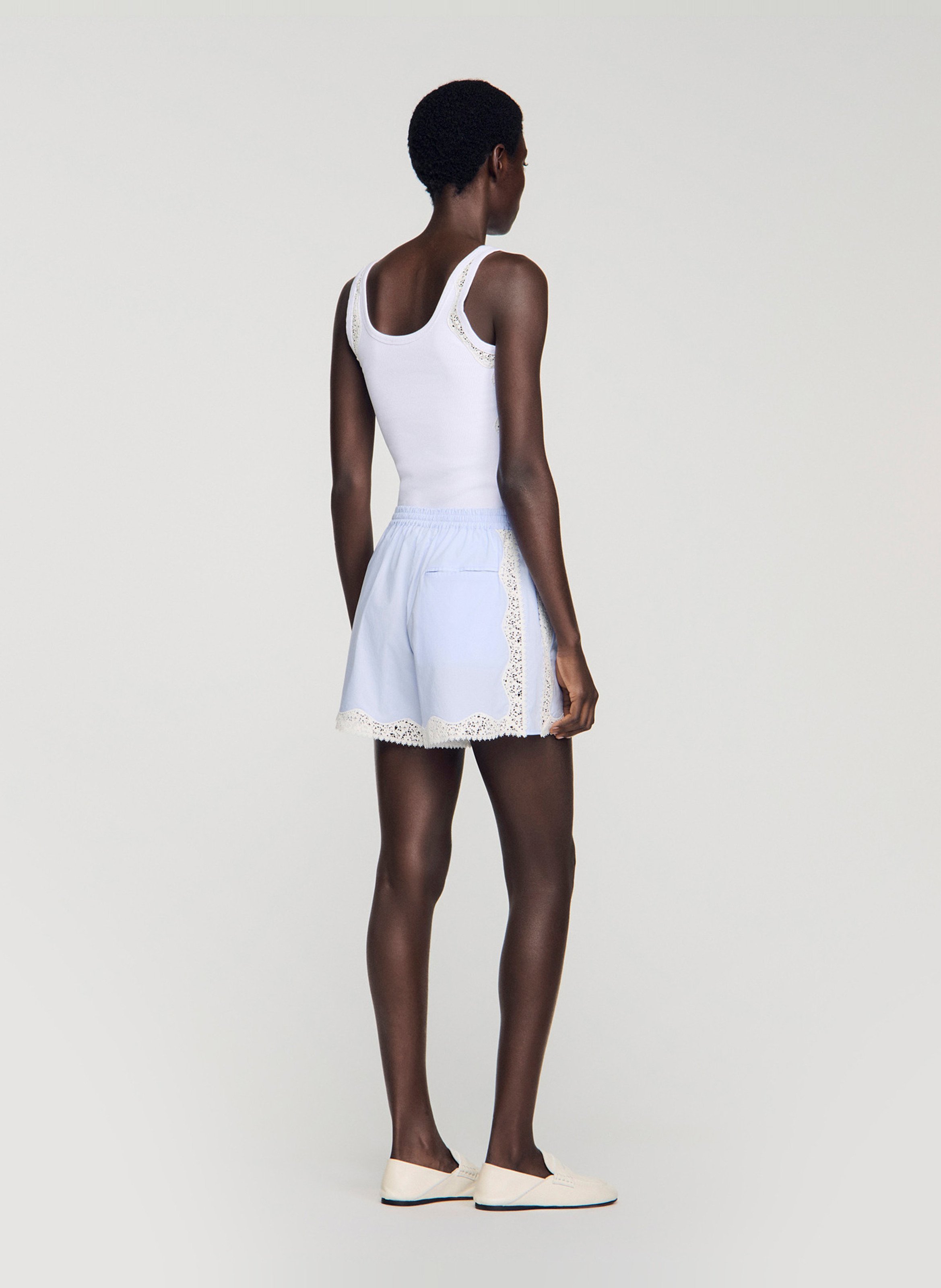 Short large en coton SANDRO Bleu